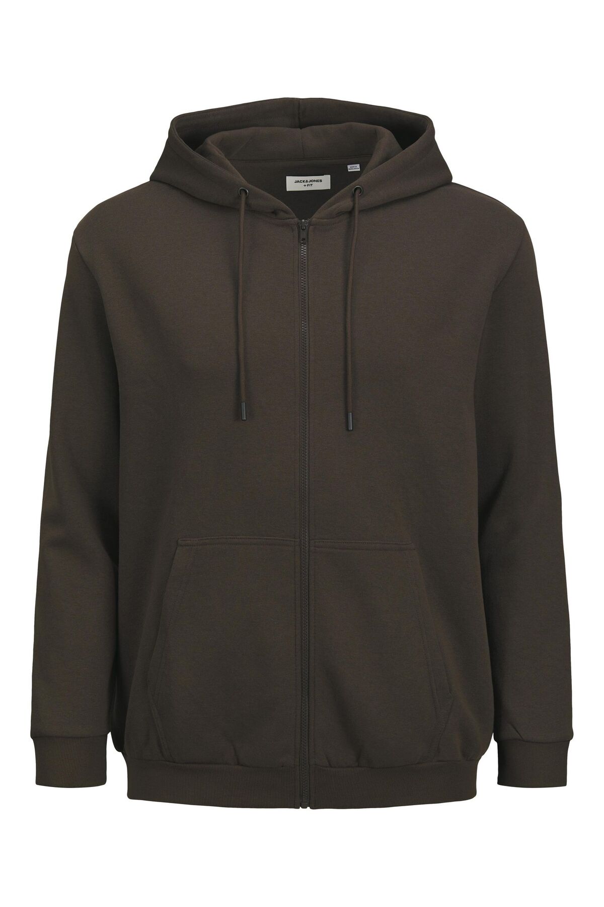 Jack & Jones Plus Reißverschluss ile Kapuzenpullover Reißverschluss ile Büyük Beden Einfarbig Kapuzenpullover görsel 2