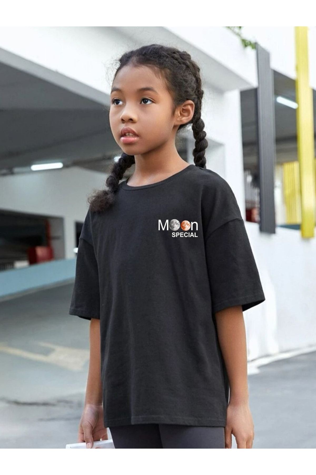 VASK-Unisex Kids Oversize Cotton Crew Neck T-Shirt - Slice Detailed 2