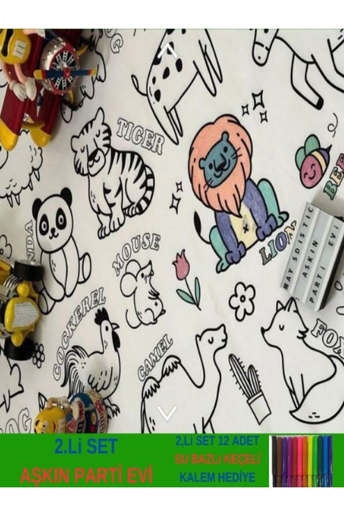 Aşkın Parti Evi Makinada Yıkanabilir Boyama Örtü Seti 12li Boya Ile Su Geçirmez Eğitici Boyama 100x150cm fotoğrafı 2 (önizleme)