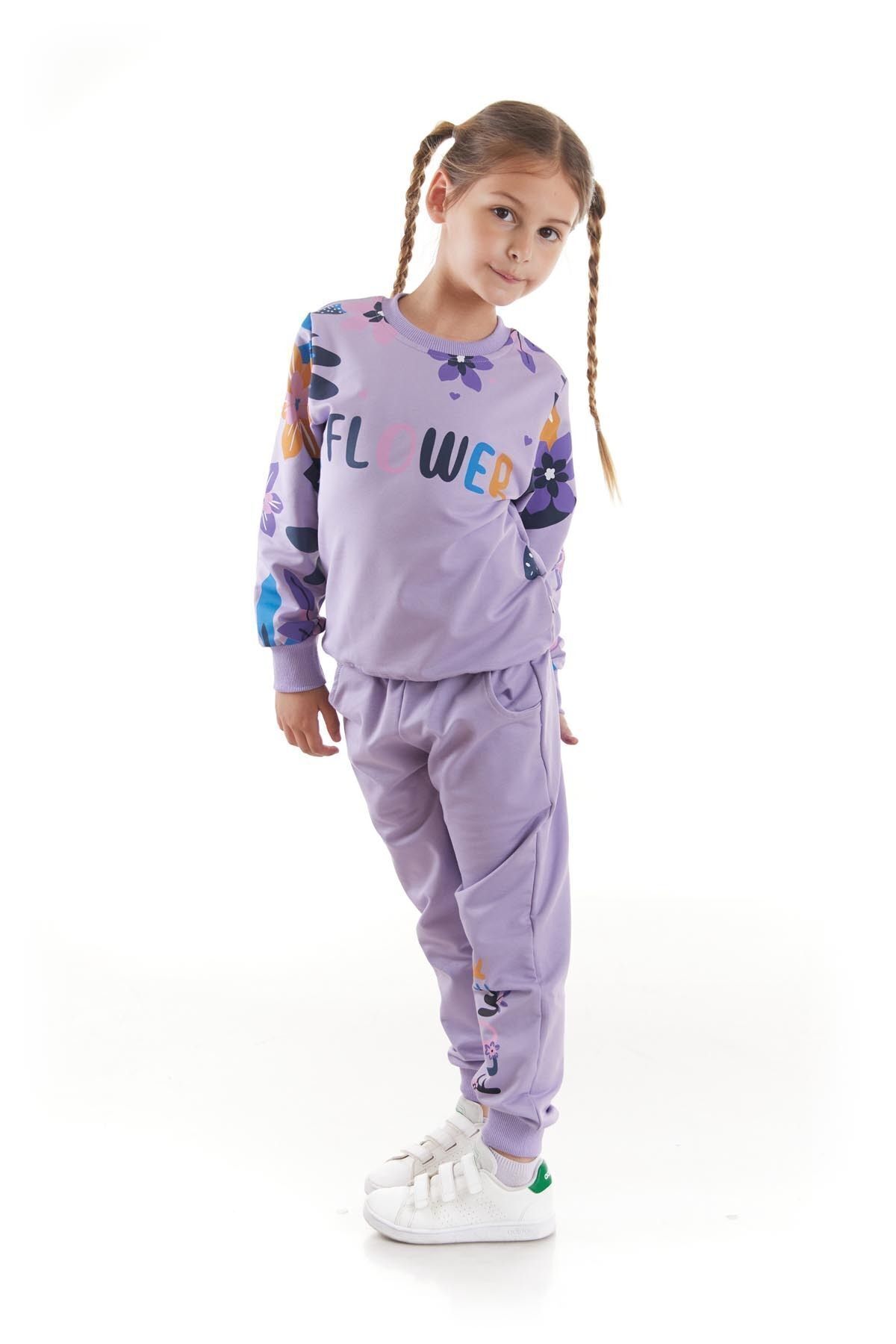 AHENGİM-Fata - Set de trening sezonier din bumbac imprimat cu flori Ak2505 6