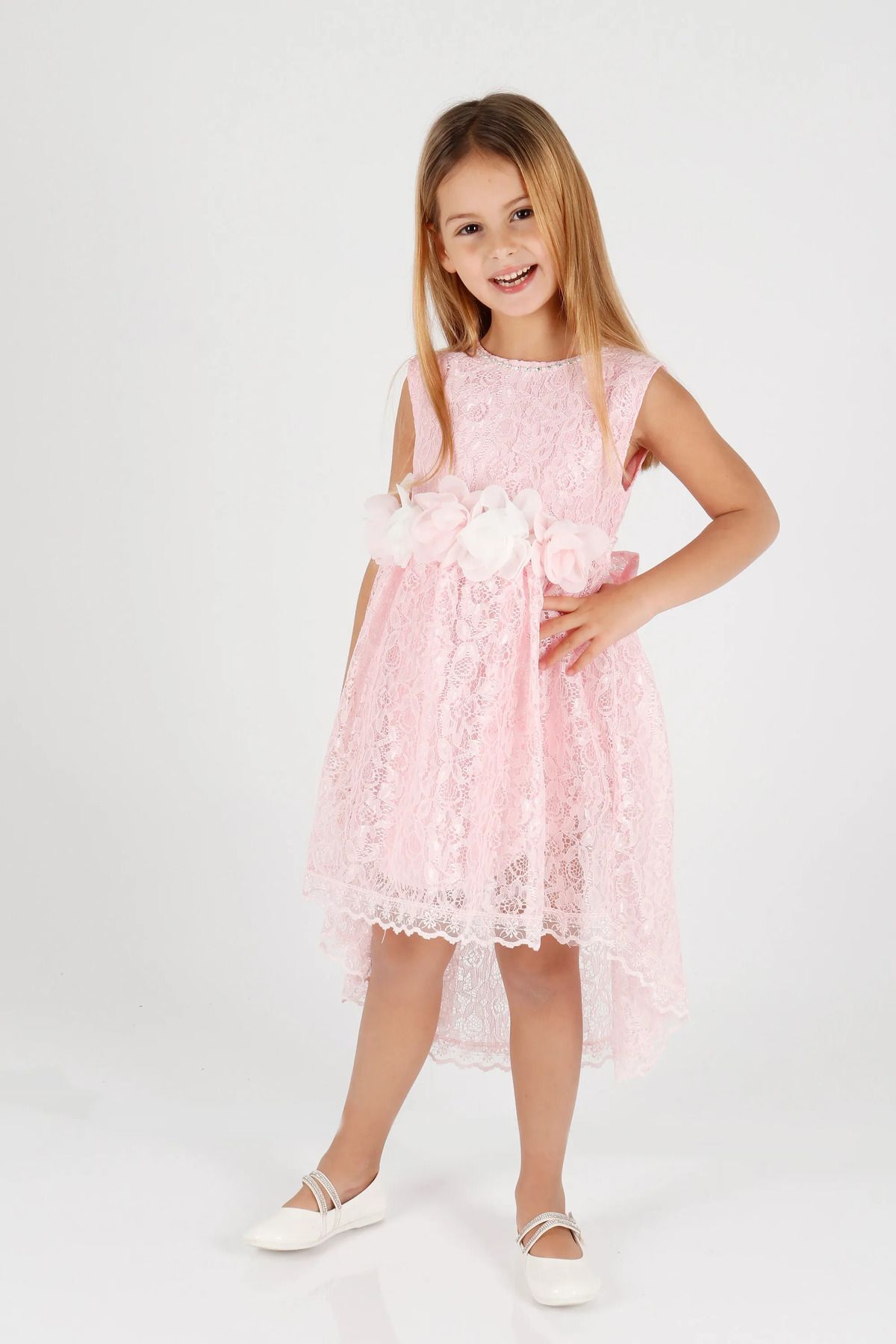 AHENGİM-Rochie de seara cu trena din dantela pentru fete - Ak2208 1