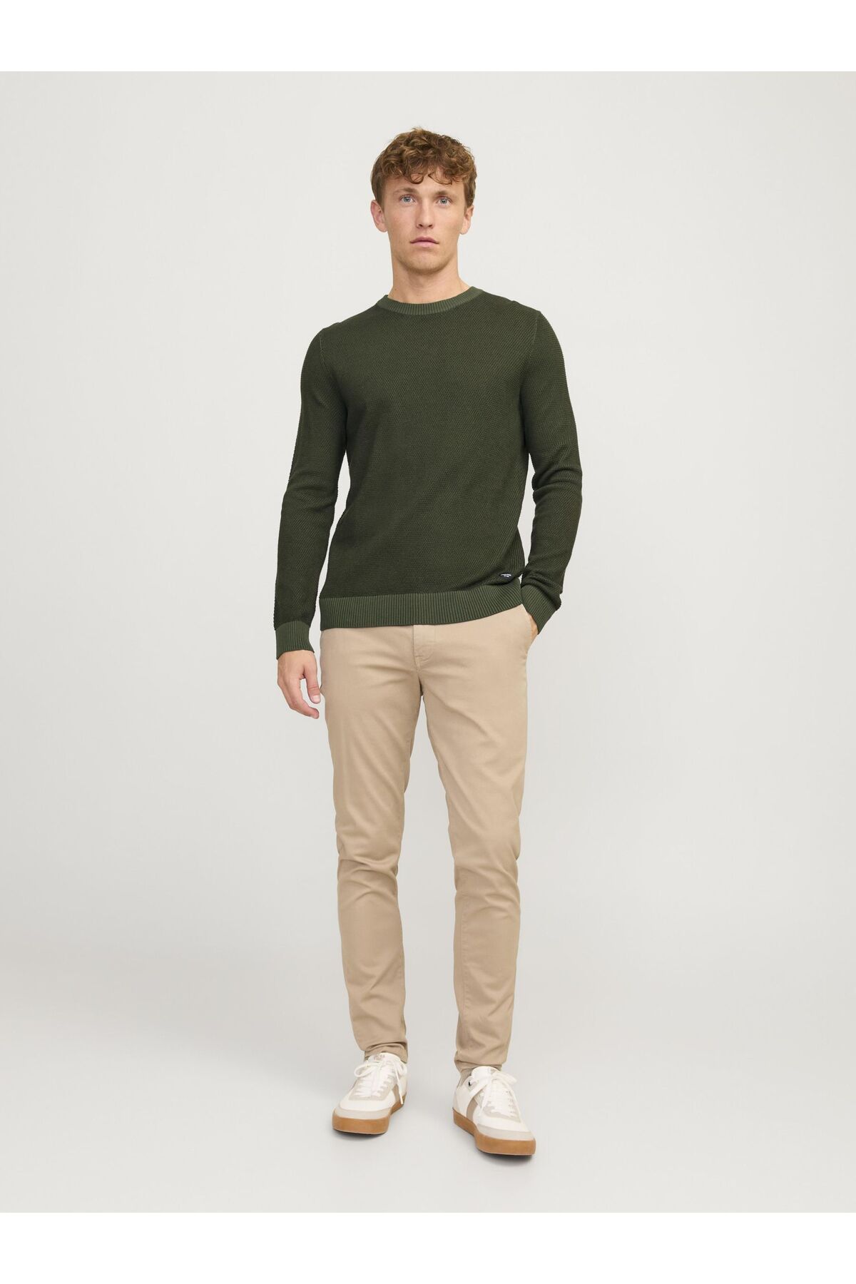 بافت و پلیور Jack & Jones اورجینال مردانه برند جک اند جونز 12258139 Rundhals and Strickpullover Rundhals and Einfarbig Strickpullover - تصویر 4