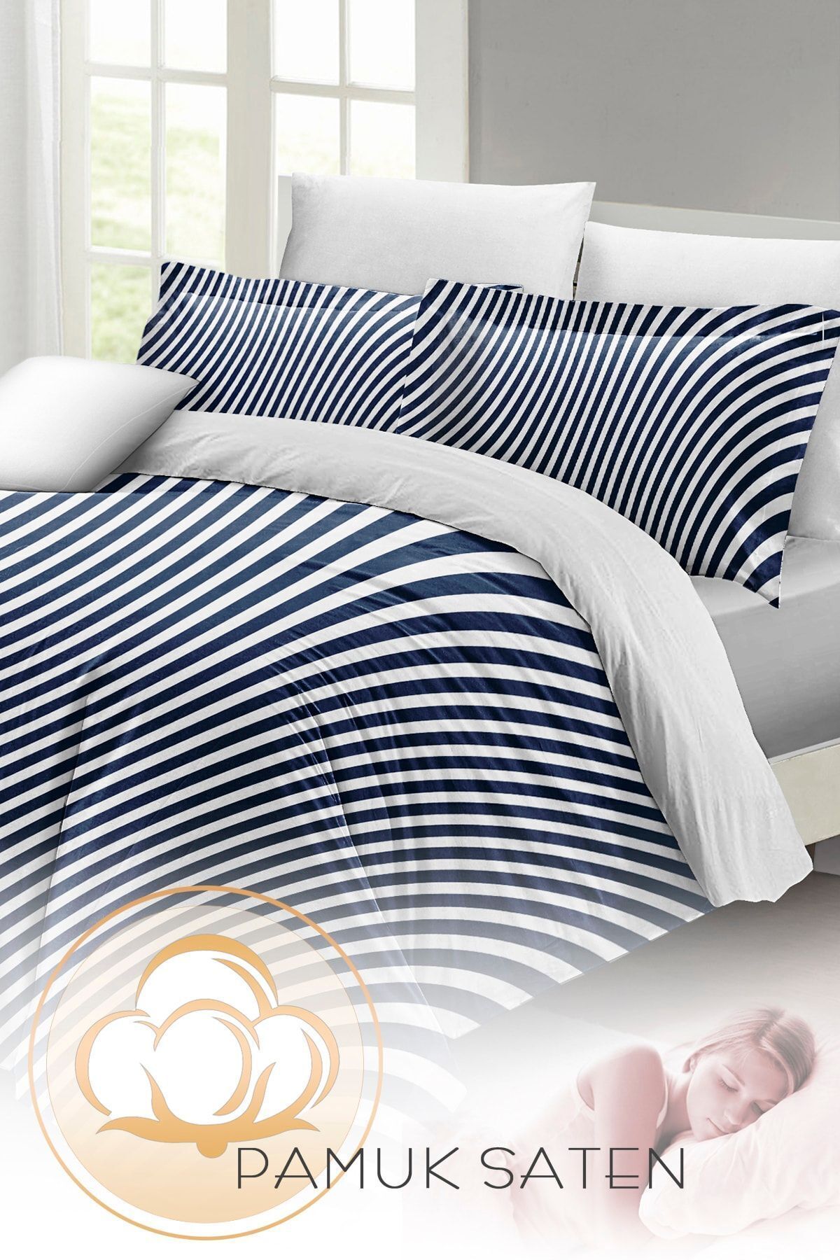 سرویس روتختی  آبی سرمه ای مونوهومMonohome | monohome34030 اورجینال - تصویر 4