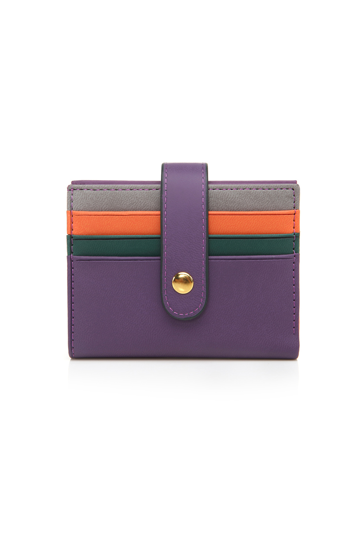 Case Look Kadın Deri Mor Renkli Çıtçıtlı Kartlık Jojo 05