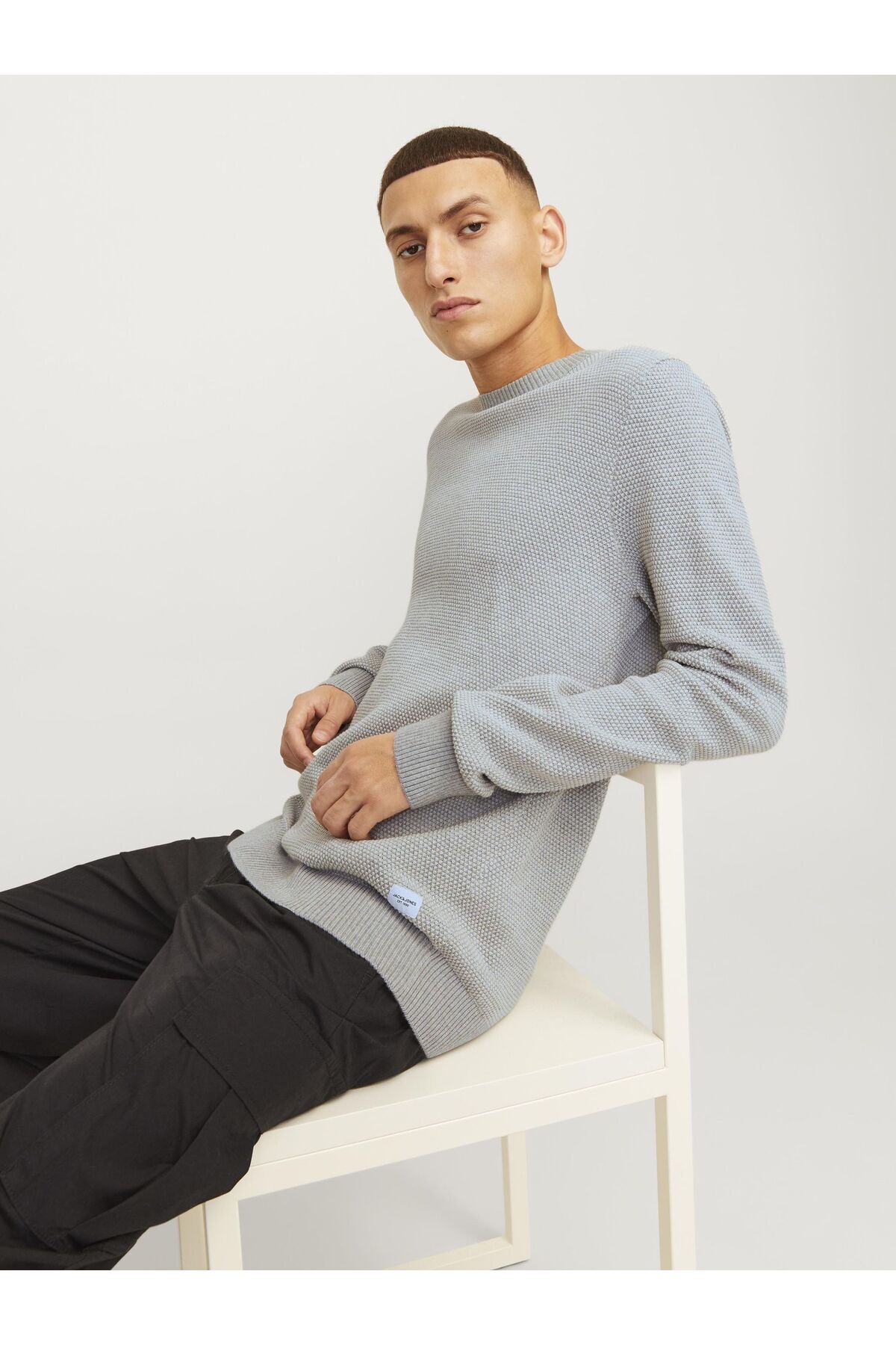 بافت و پلیور Jack & Jones اورجینال مردانه برند جک اند جونز 12258139 Rundhals and Strickpullover Rundhals and Einfarbig Strickpullover - تصویر 7