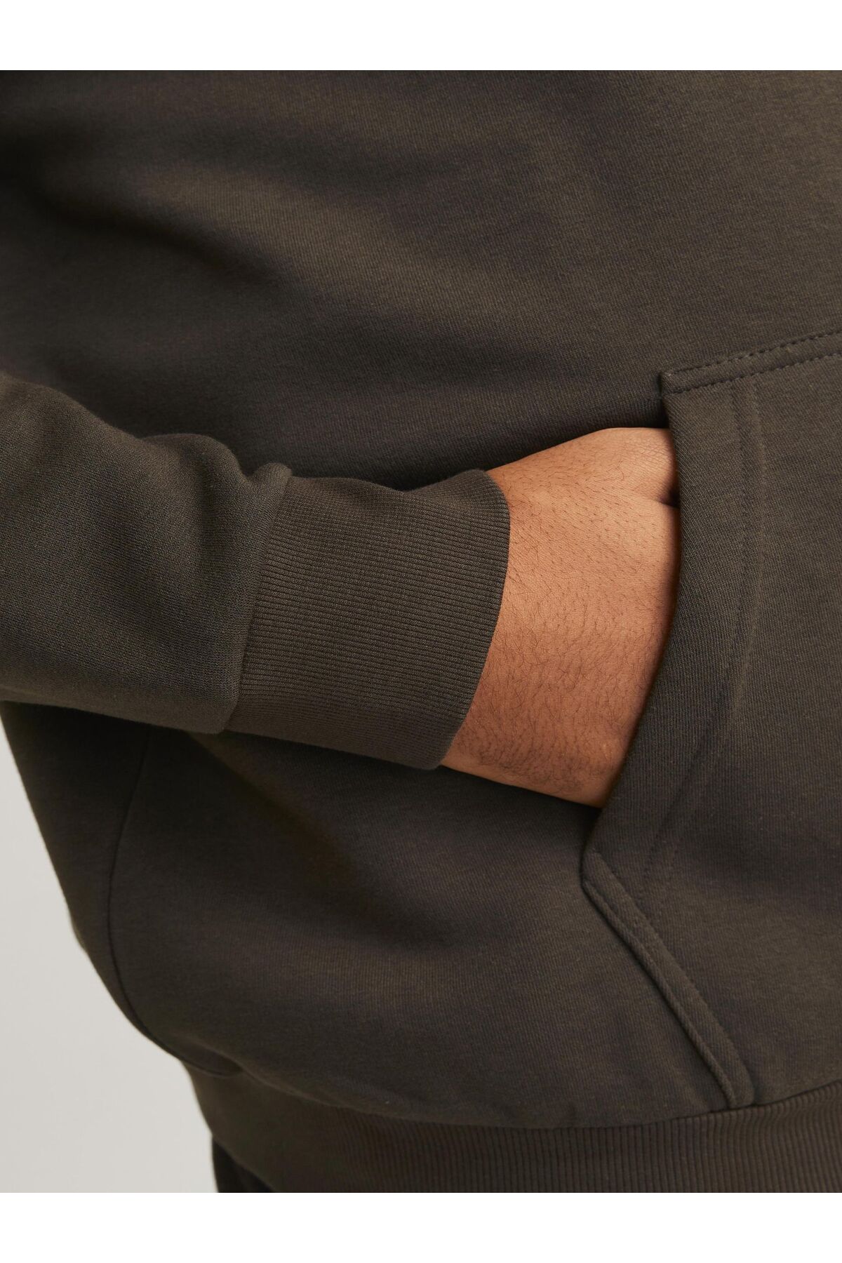 Jack & Jones Plus Reißverschluss ile Kapuzenpullover Reißverschluss ile Büyük Beden Einfarbig Kapuzenpullover görsel 6