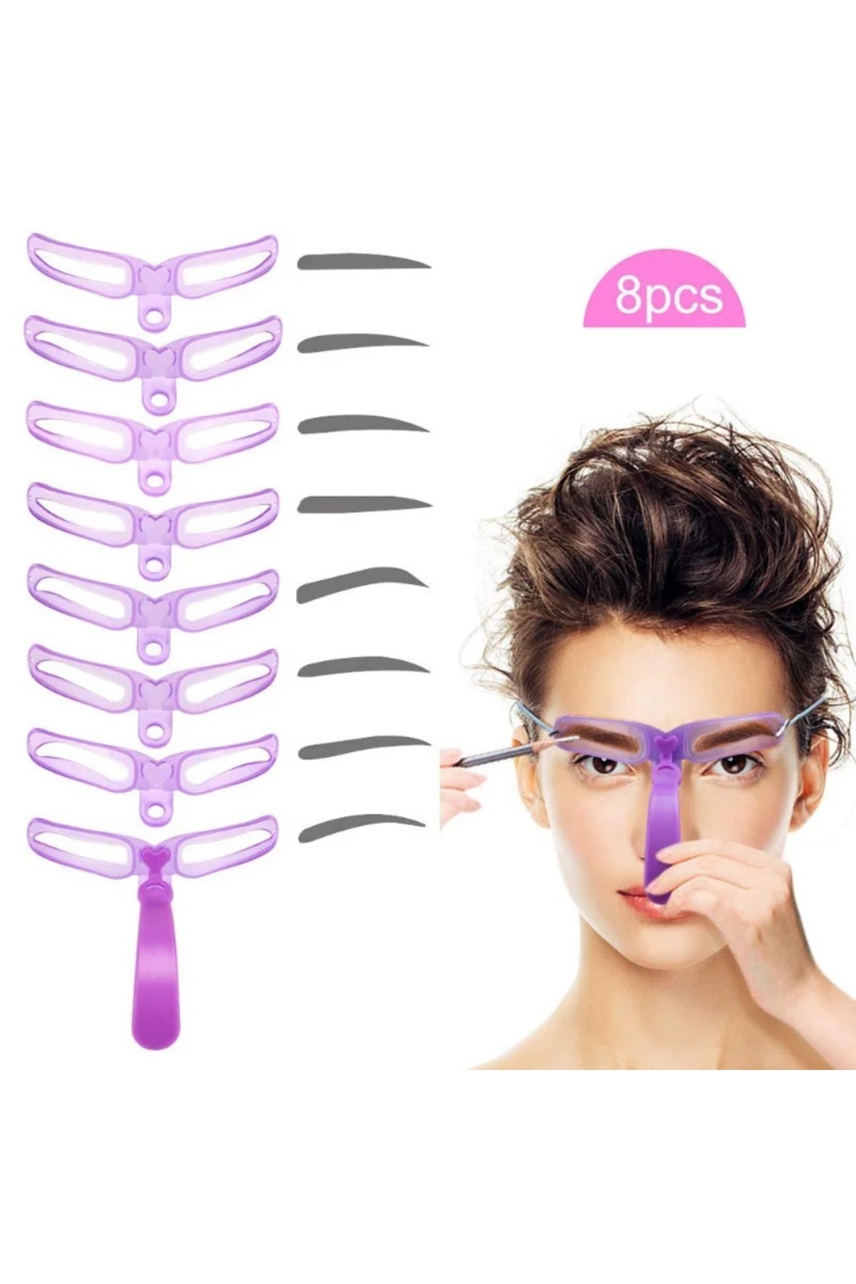 Mini Manhattan Ayarlanabilir Dayanıklı Kullanımı Kolay Kaş Boyama Şekillendirme Aparatı Makyaj Şablonu 8 Model