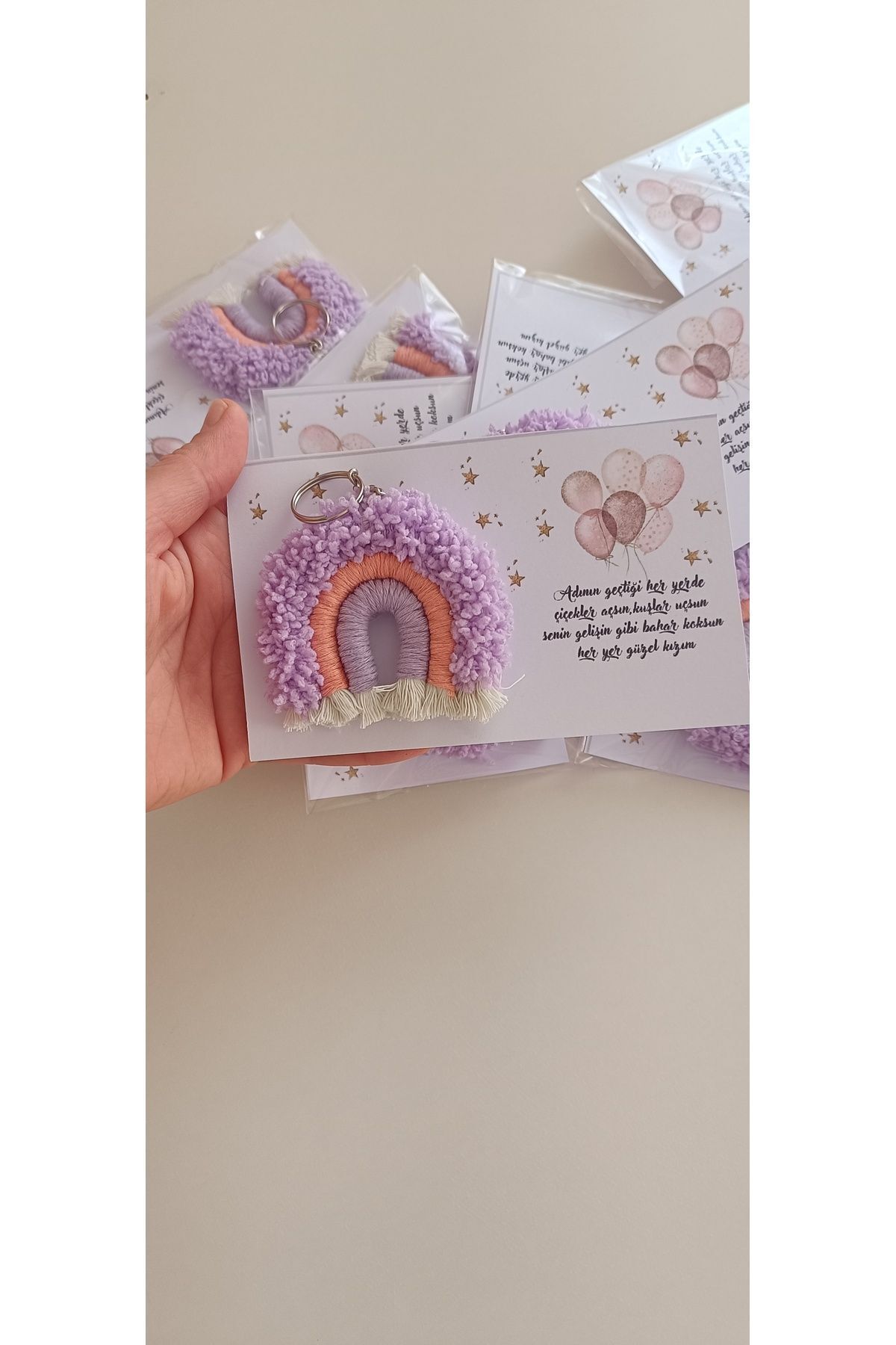 Büşra Uynk-20 Pieces with Macrame Rainbow Keychain or Magnet Large Card 1
