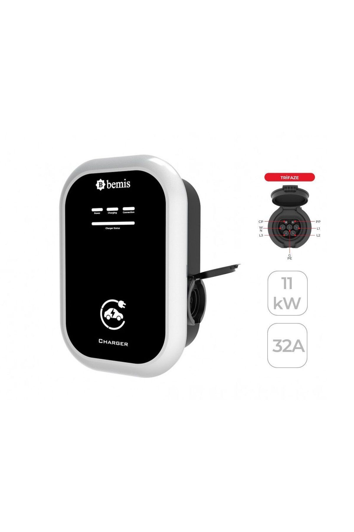 Bemis Elektrikli Araç Şarj İstasyonu - 11 kW Trifaze 32A Ev Tipi Model 1 Pano Prizli