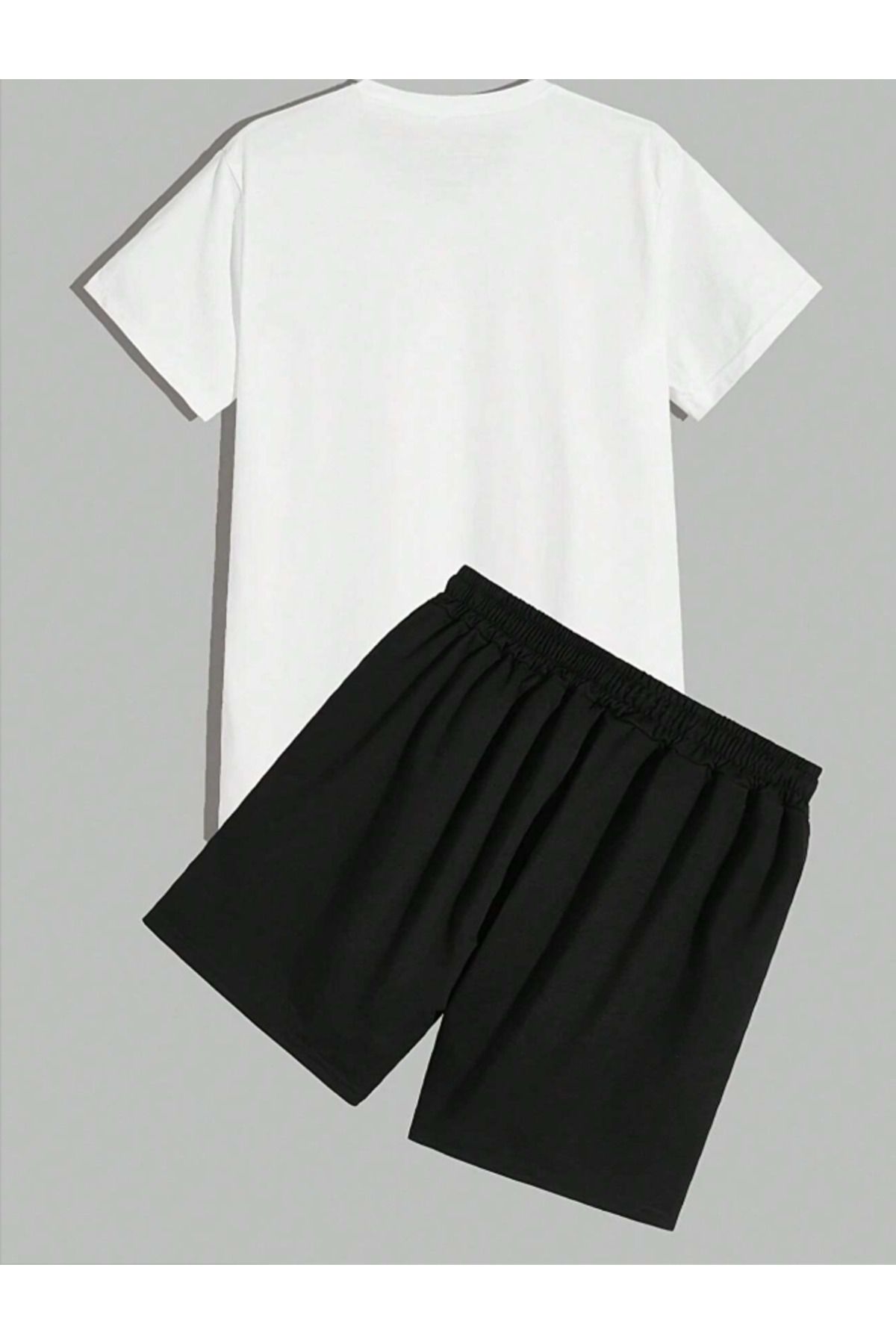 LA GULER-Smiling Face Patterned Unisex Summer Shorts and Oversize T-shirt - 30 1 Suprem Fabric 2