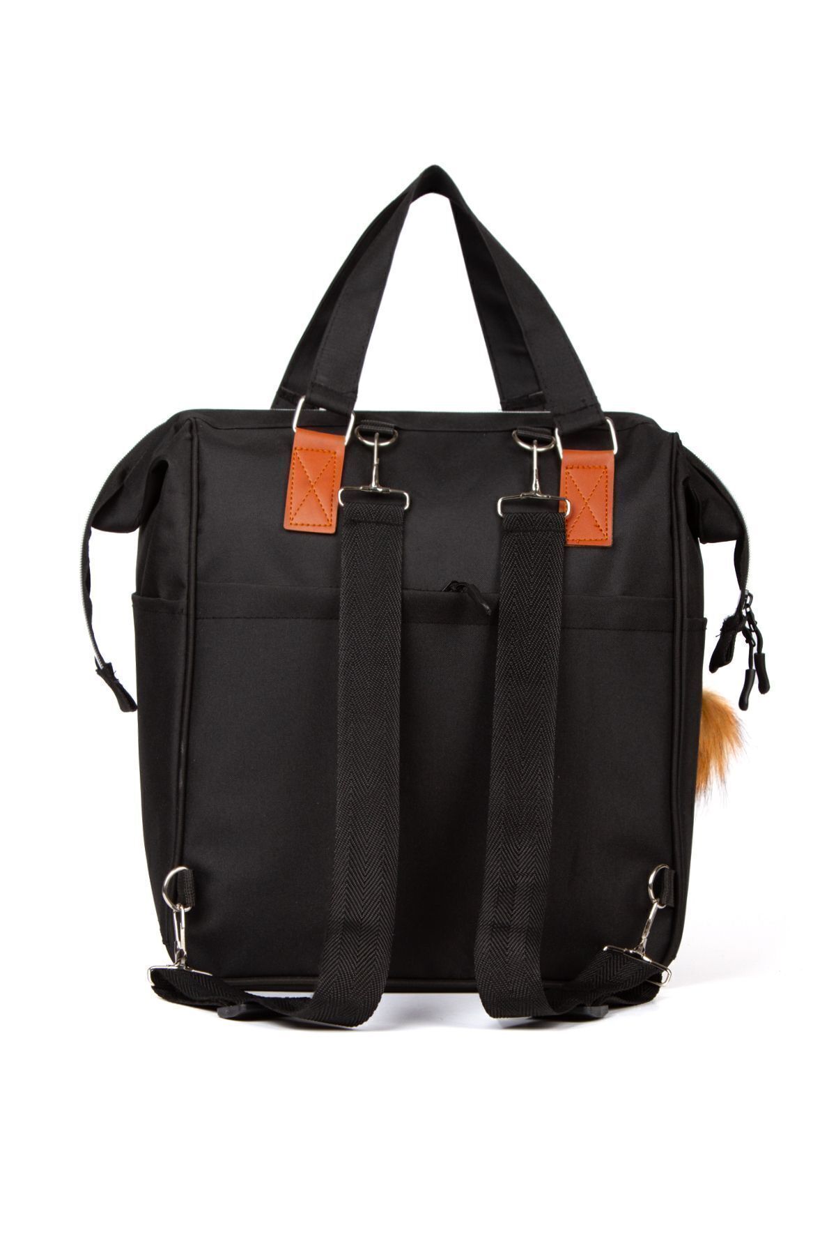 Halk Sepeti Anne Bebek Bakım Sırt Çantası Baby Bag 3 Termal Göz Puset Askılı Ponponlu Su Geçirmez Omuz Çantası fotoğrafı 4 (önizleme)