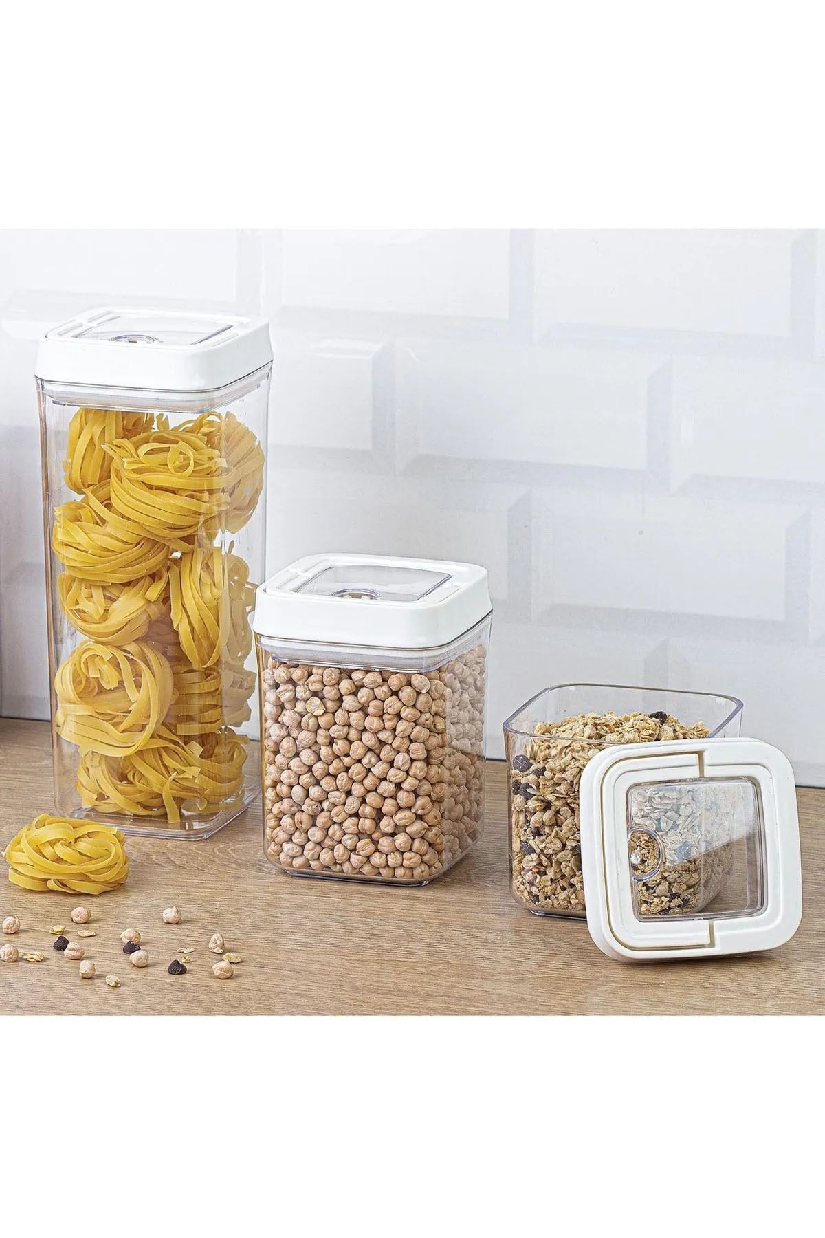 ToXA-Vacuum Storage Container Set of 3 6 Pieces 5.19l Hard Plastic Easy Vacuum Lid Bpa Free 7