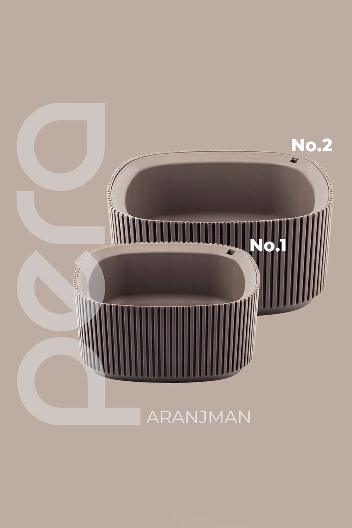 1 Litre Granit Gri Aranjman Saksı Plastik Bitki Çiçek Saksısı No1 16,5x7,5cm 8