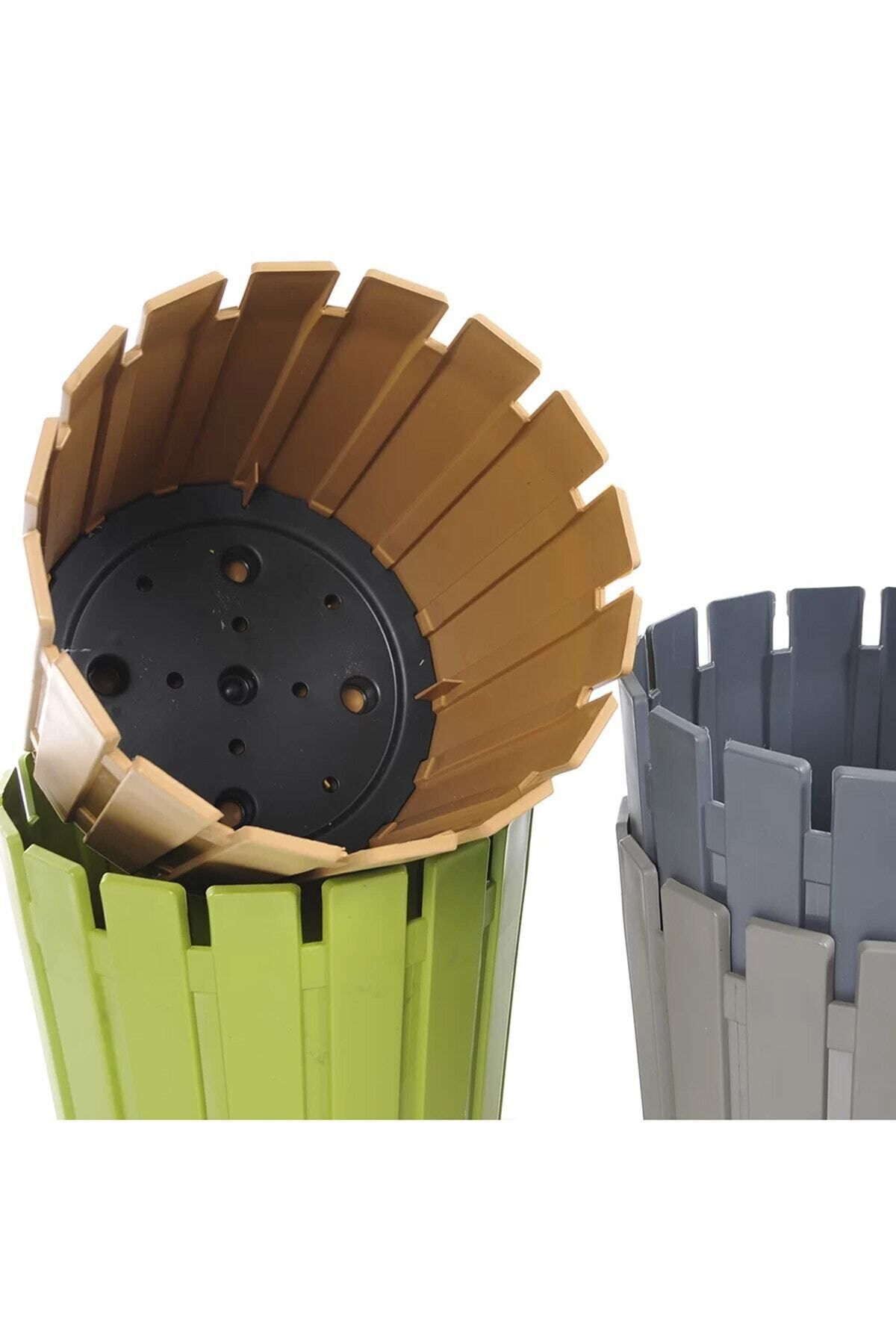 Akasya Pastel Saksı 8,5 Litre Beyaz 27cm Plastik Drenaj Izgaralı Bitki Çiçek Saksısı 5