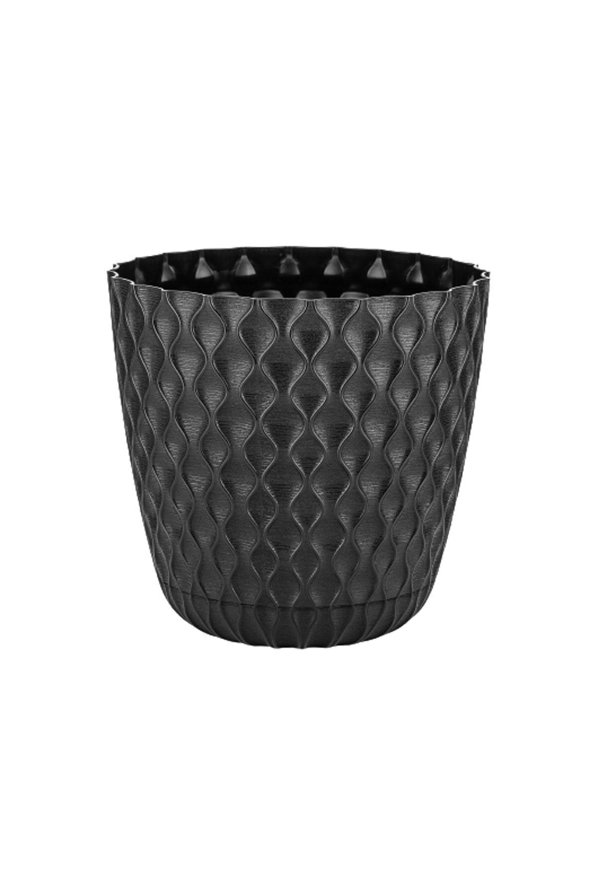 1 Adet 1,5 Litre 14cm Tabaklı Delikli Plastik Vera Saksı 3