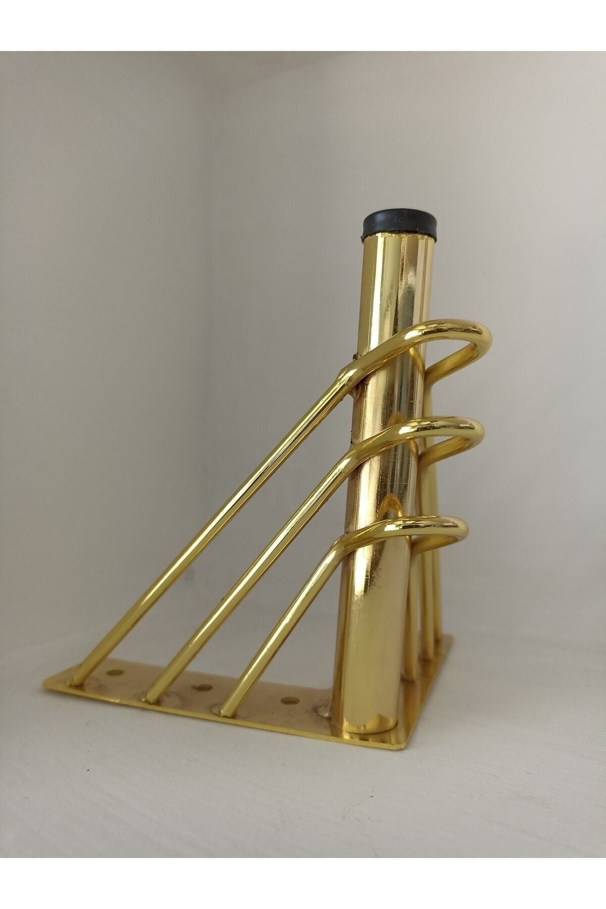 Mobilya Ayağı 3 Tel 12 Cm Gold Renk - Masa Ayakları - Tek Ebat