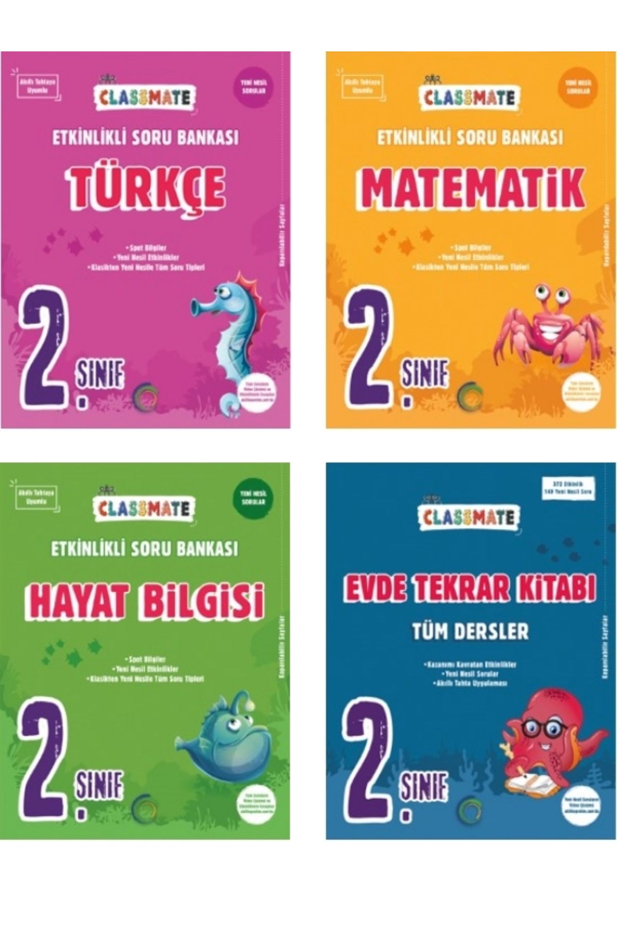 2.Sınıf Classmate Tüm Türkçe-Matematik-Hayat Bilgisi Etkinlikli Soru Bankası Tüm Dersler Evde Tekrar