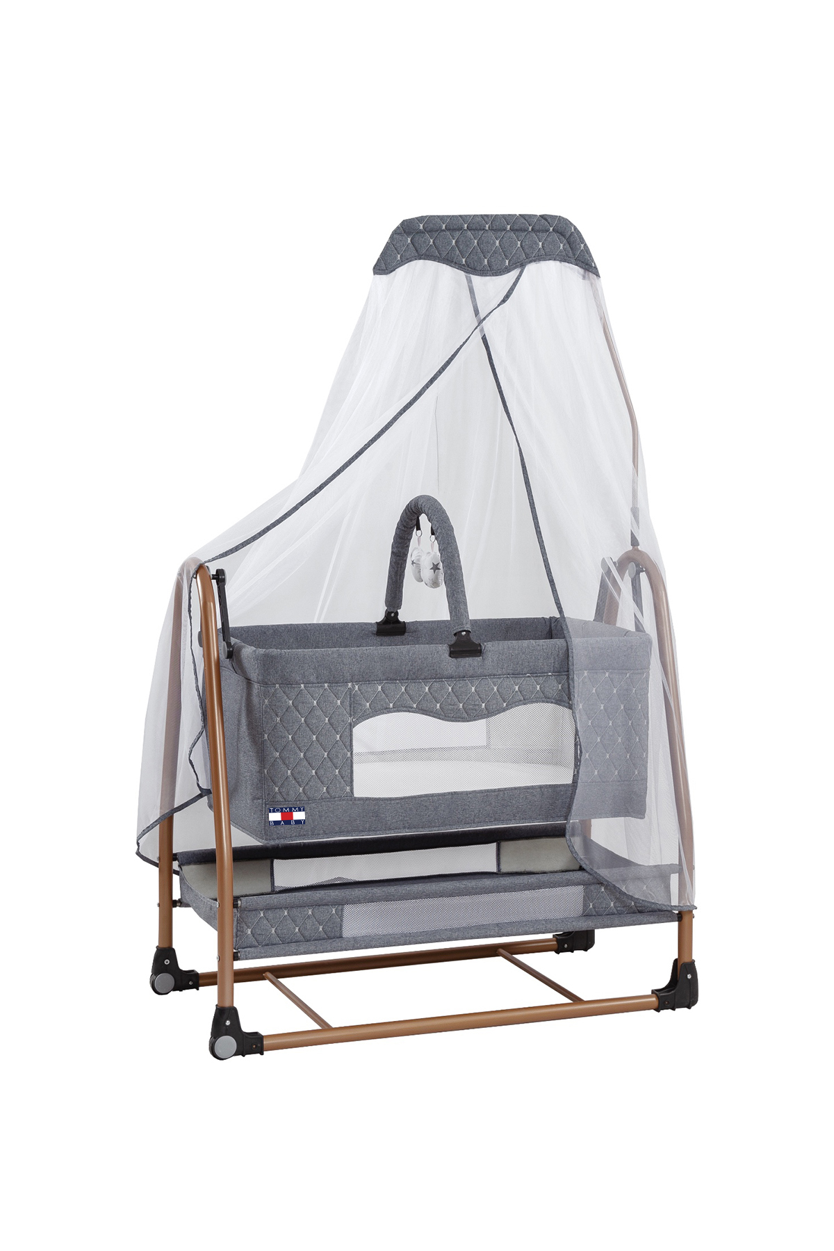 Tommybaby RüyaTüllü Sepet Beşik Sallanabilir Bebek Beşiği Tüllü Beşik