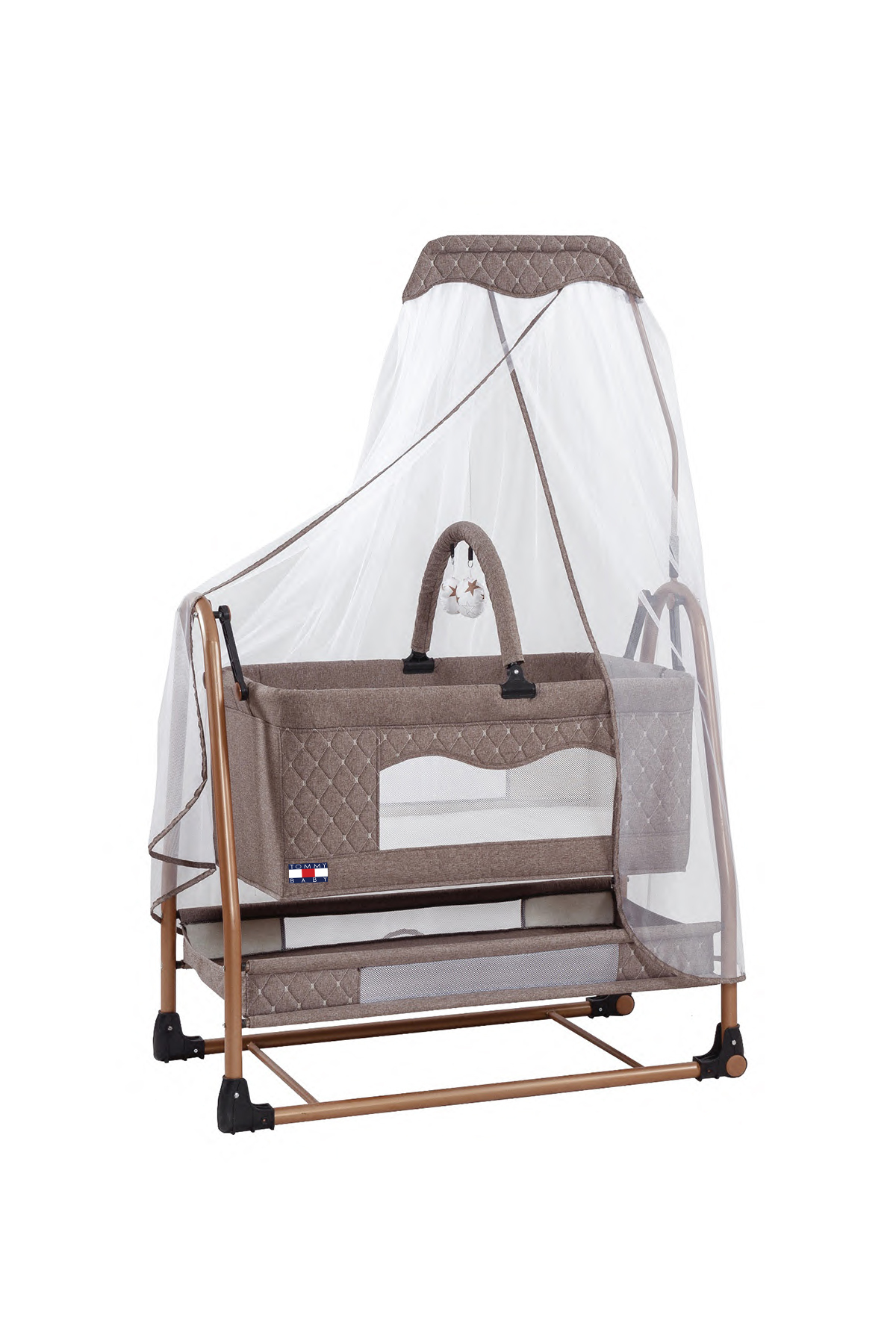 Tommybaby RüyaTüllü Sepet Beşik Sallanabilir Bebek Beşiği Tüllü Beşik