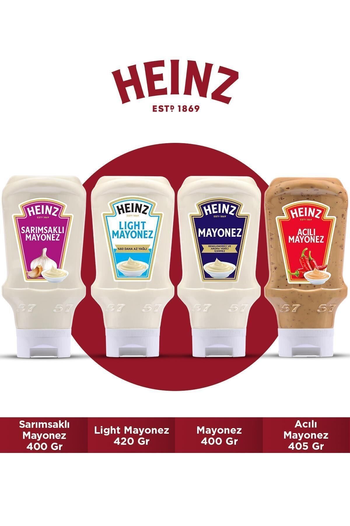 Heinz Mayonez 4'lü Set (MAYONEZ 400G SARIMSAKLI 400G LİGHT 420G ACILI 405 G)