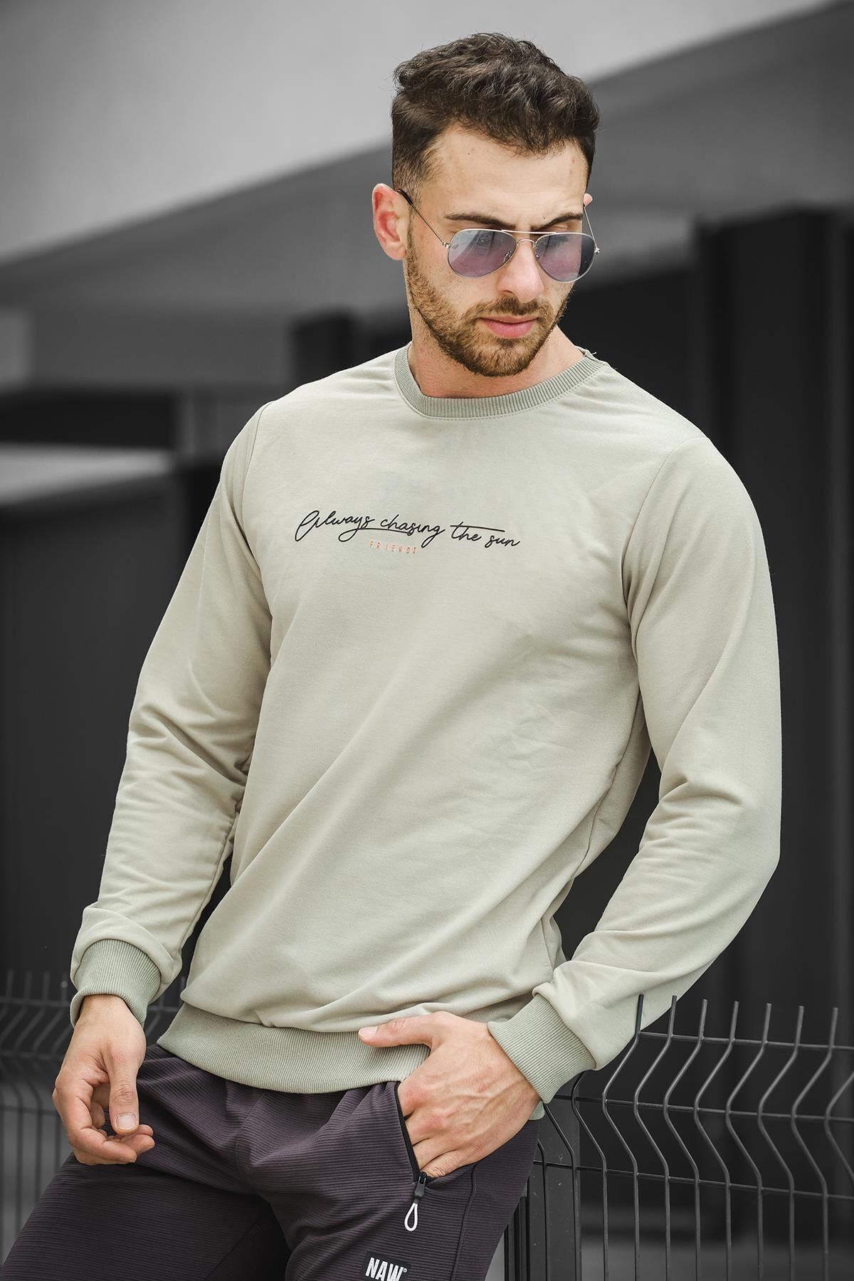 Oksit-Friends Printed Slim Fit Lycra Crew Neck Men's Sweatshirt 2