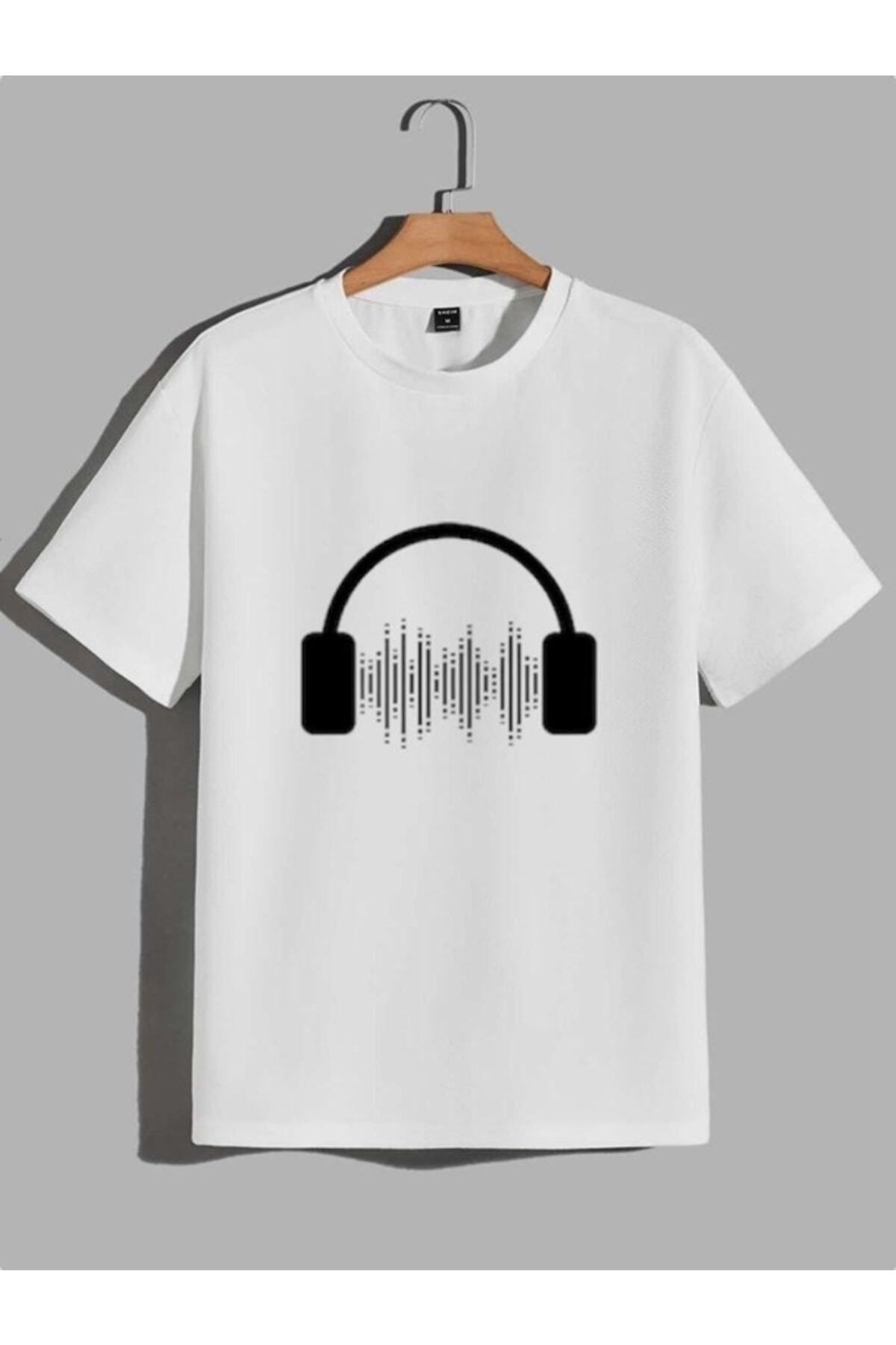 Unisex Minimal Baskılı Siyah/beyaz Oversize T-shirt