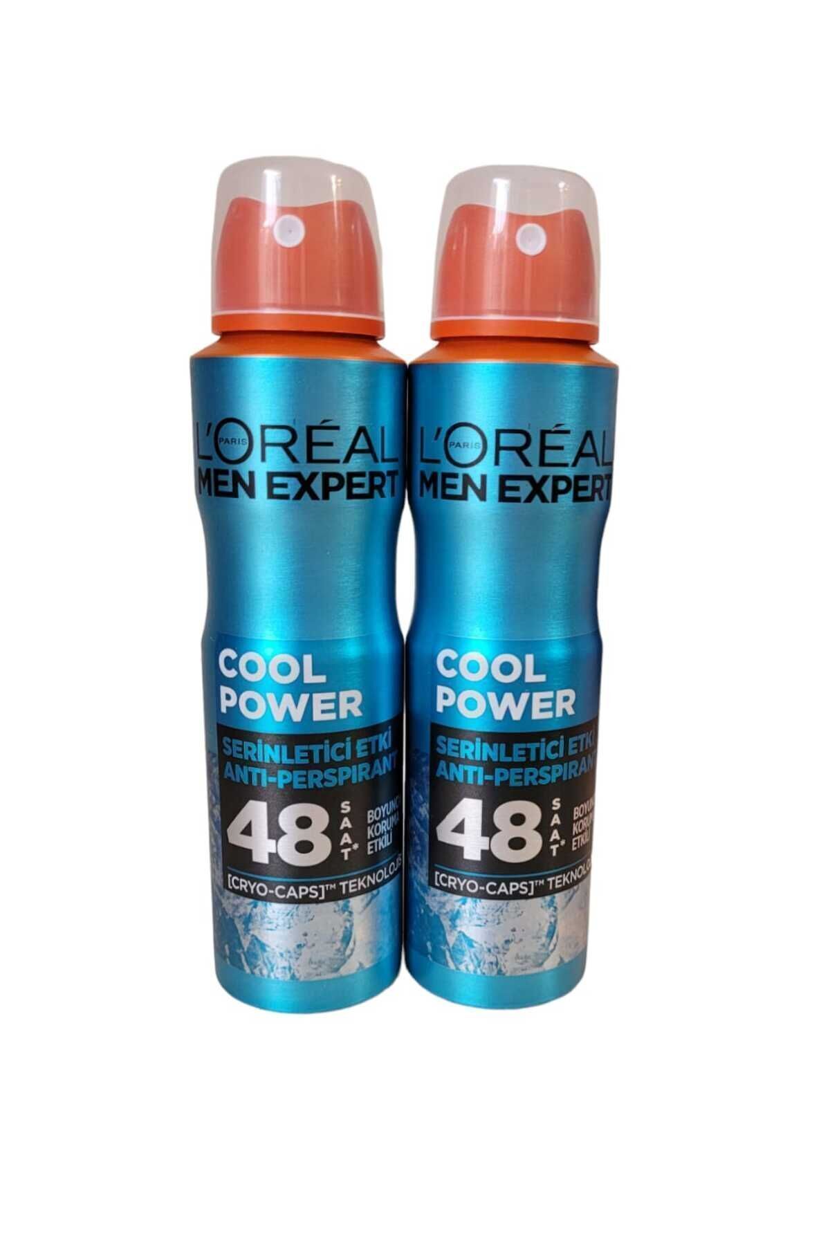 اسپری دئودورانت مردانه 150 میلی لیتری Cool Power Anti Perspirant Cooling Effect 2 عددی L'Oreal Paris Men Expert