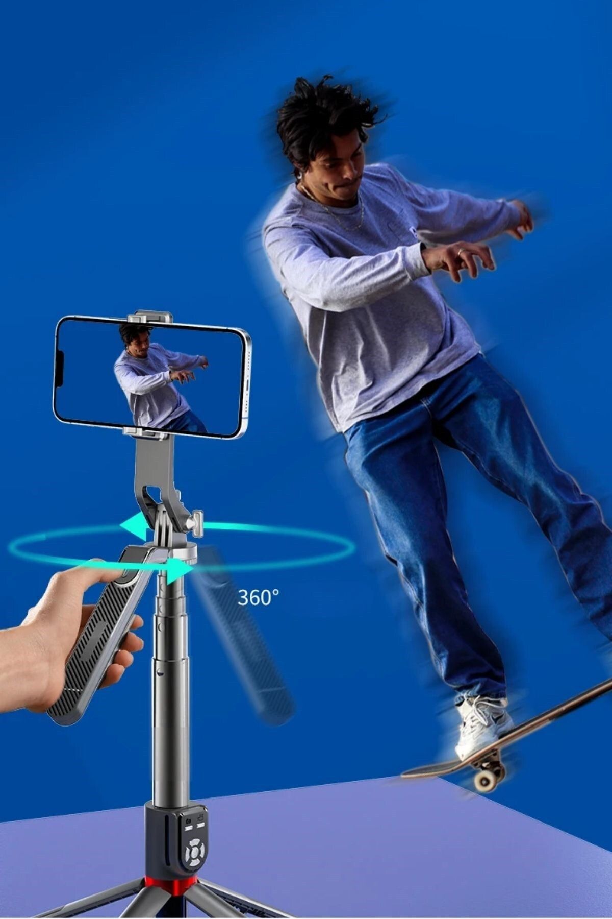 Buffer-® 360 Degree Rotatable Remote ControlTripodPhone and Camera - 2.2m ExtendableSelfieStick 2