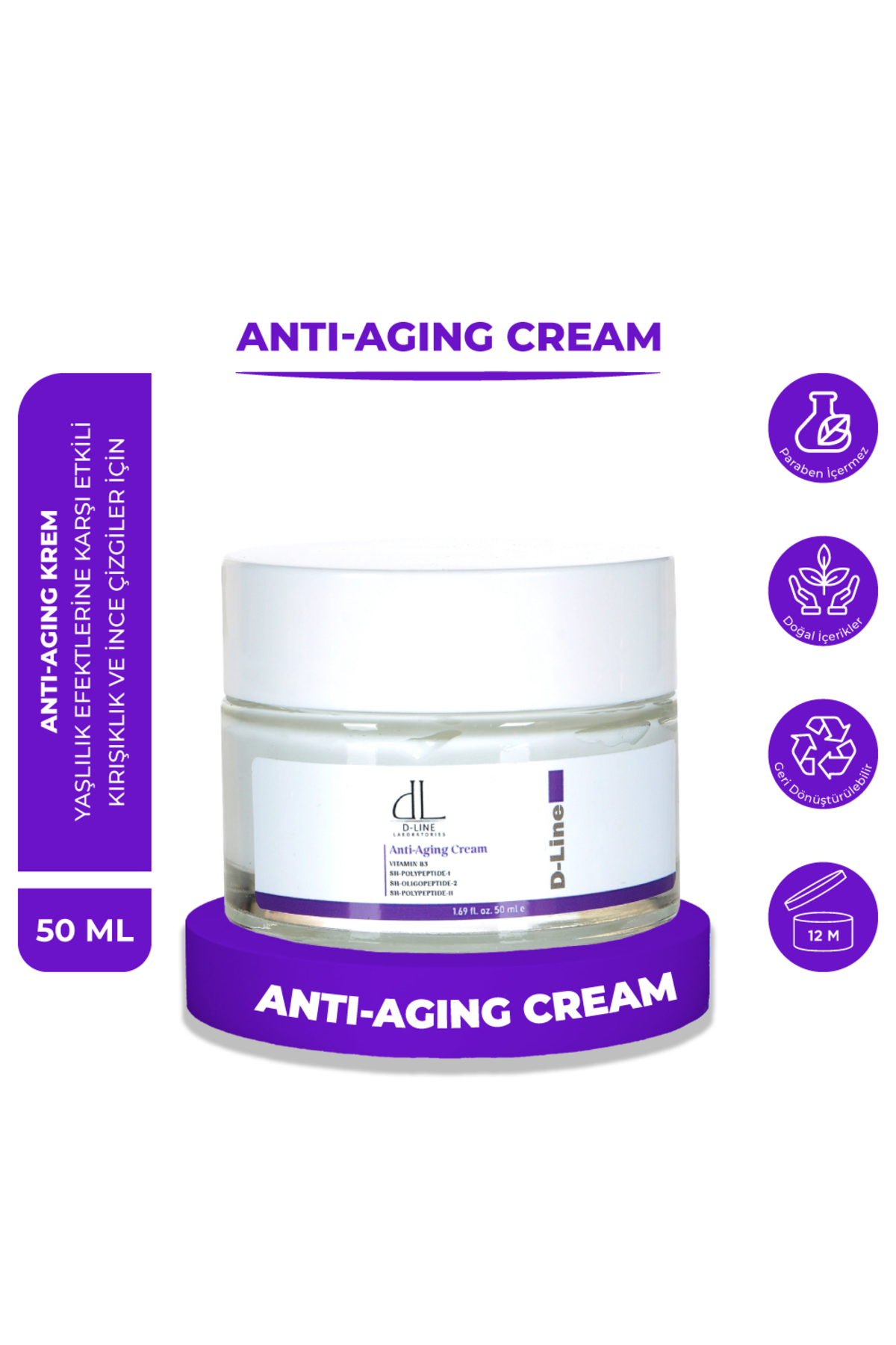 Anti-aging Krem, Cilt Yenileme, Yaşlanma, Kollajen Destekli, Hyaluronik Asit, Genç Görünümü Koruma