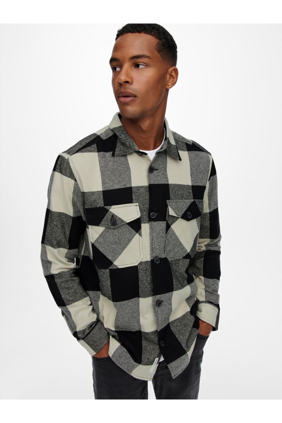 پیراهن چوبی ONSMILO LS CHECK OVERSHIRT NOOS Only & Sons