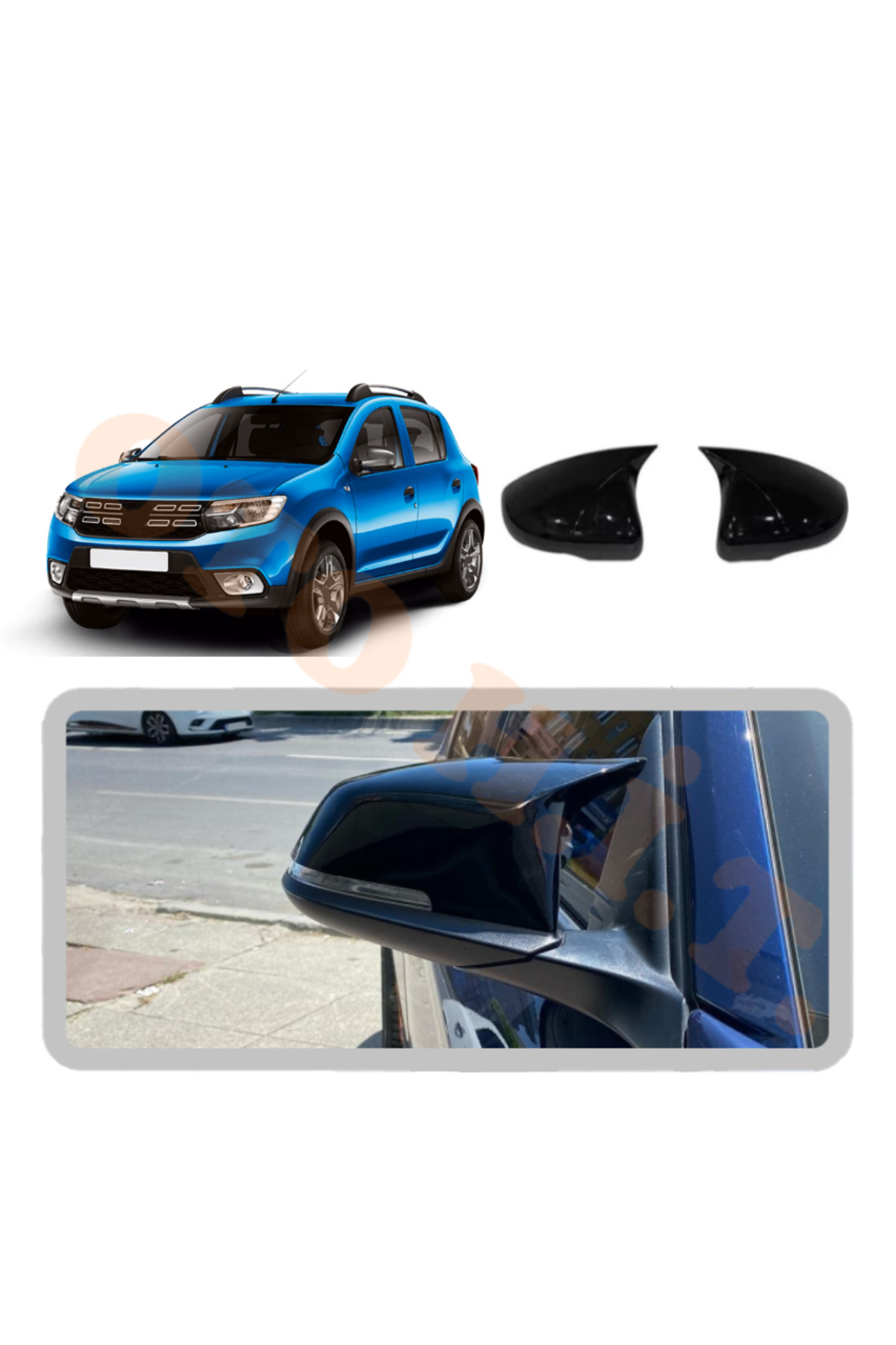 OTO H.İ.T. DACİA SANDERO VE SANDERO STEPWAY 09-20 YARASA AYNA KAPAĞI BATMAN AYNA PARLAK SİYAH TAM UYUM