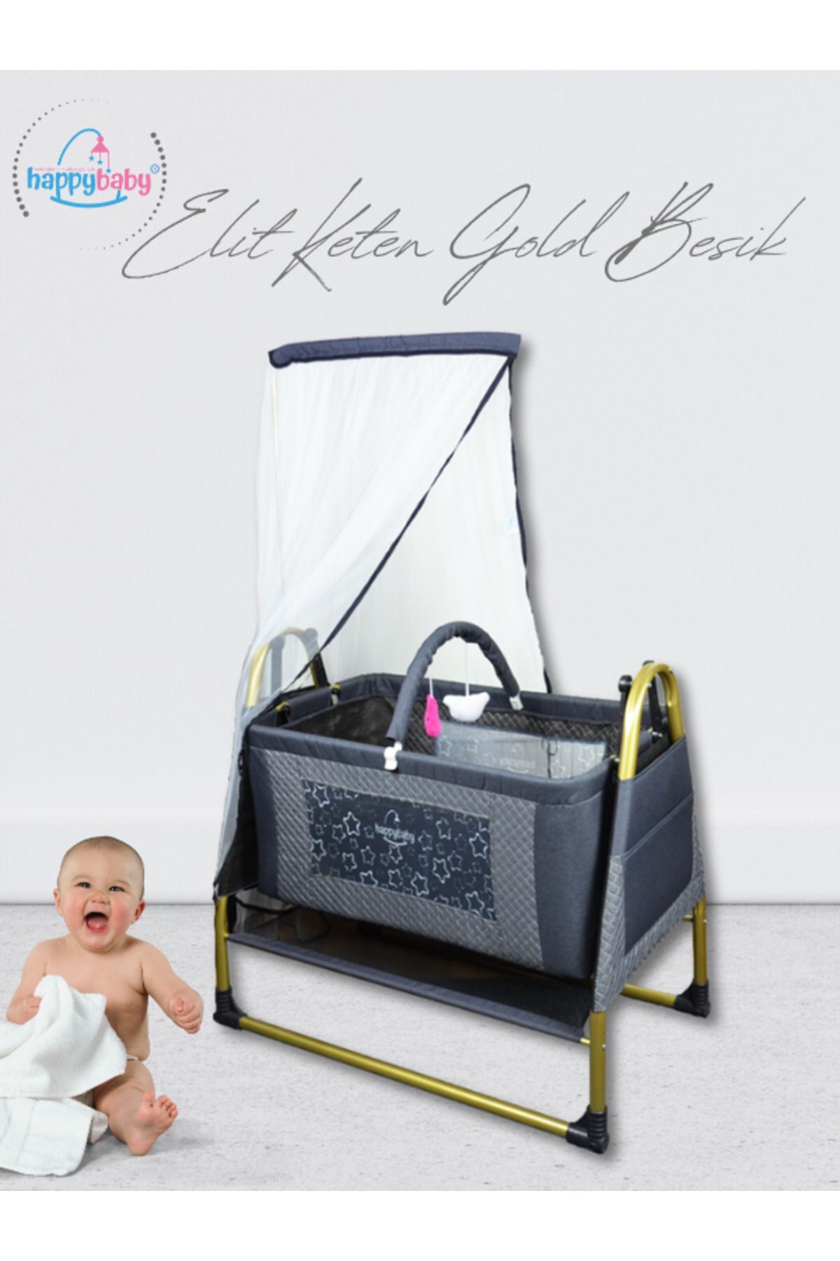 Happy Baby Elit Keten Gold Beşik
