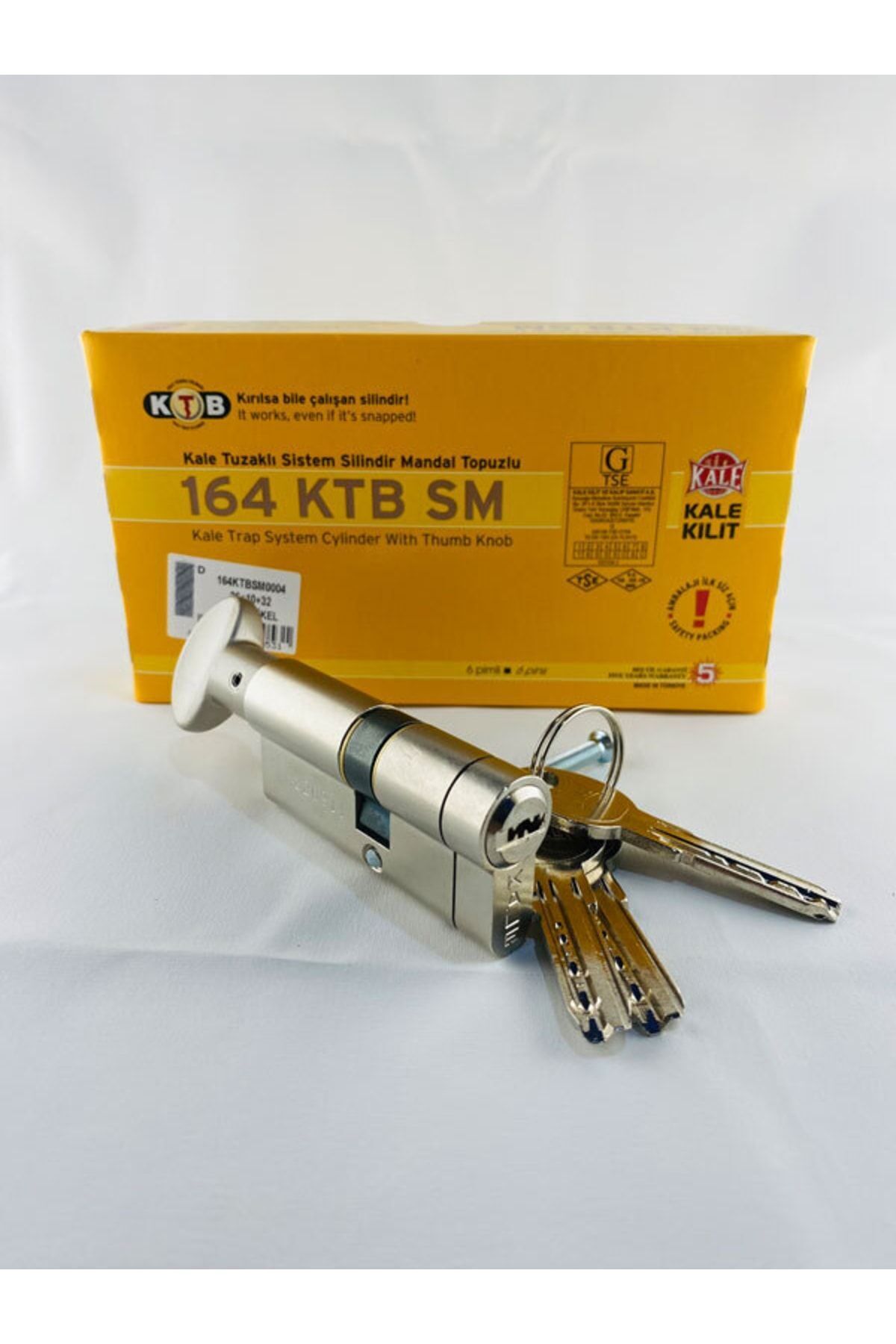 Kale Kilit 164ktbsm Tuzaklı Mandallı Sistem Silindir(hırsıza Karşı Güvenli Göbek)-nikel