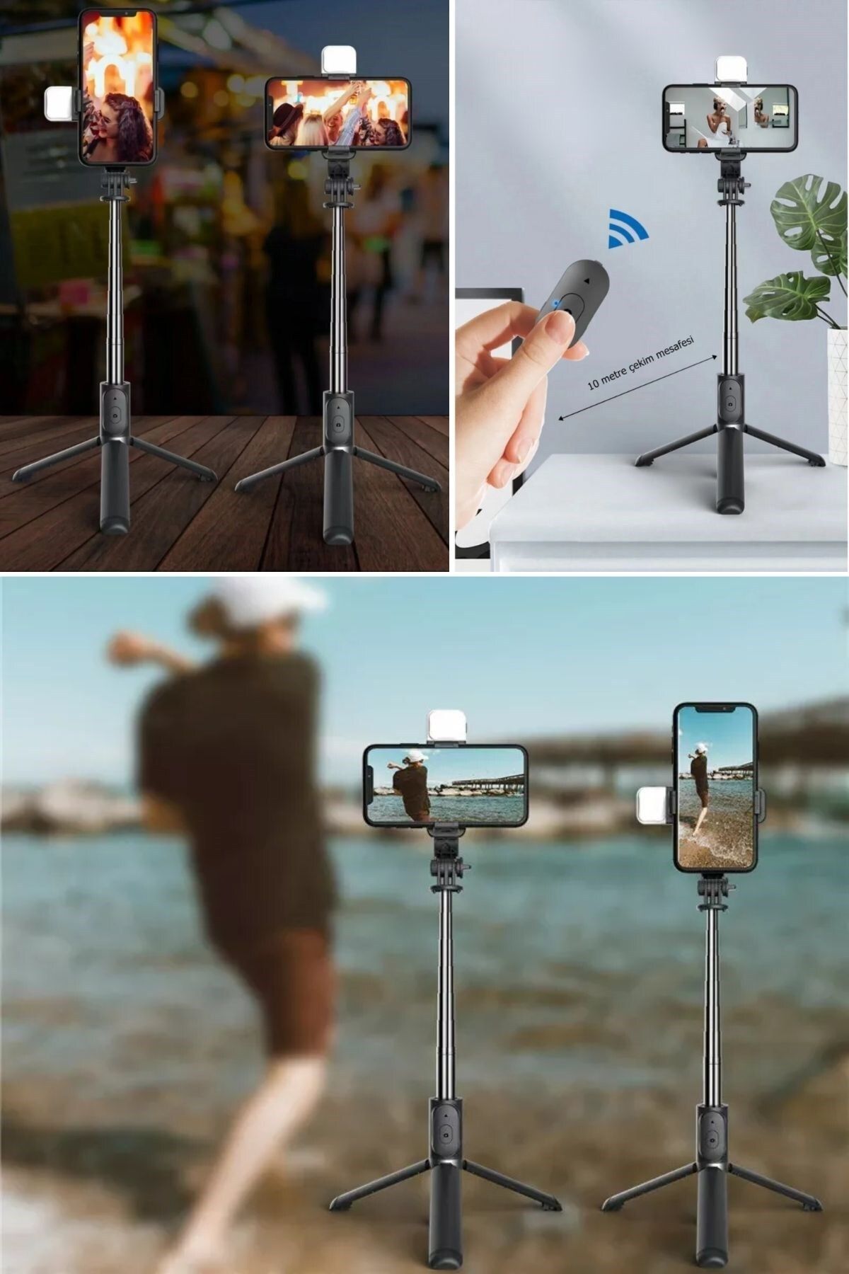 Buffer-Tripod Phone Holder with Light and Wireless Remote Control - Selfie Stick 4