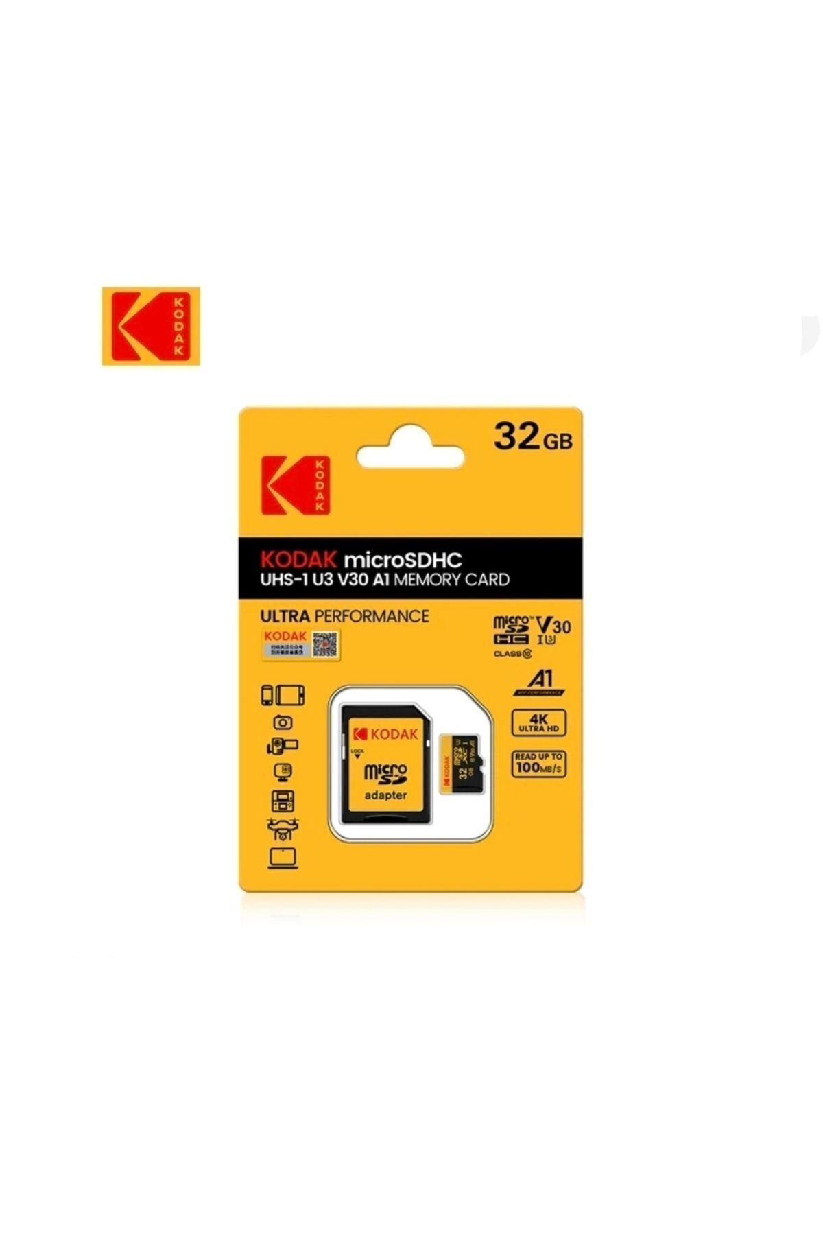 Kodak-32gb Micro SD Memory Card - Clas 10, 4K, UV3, V30, A1 2