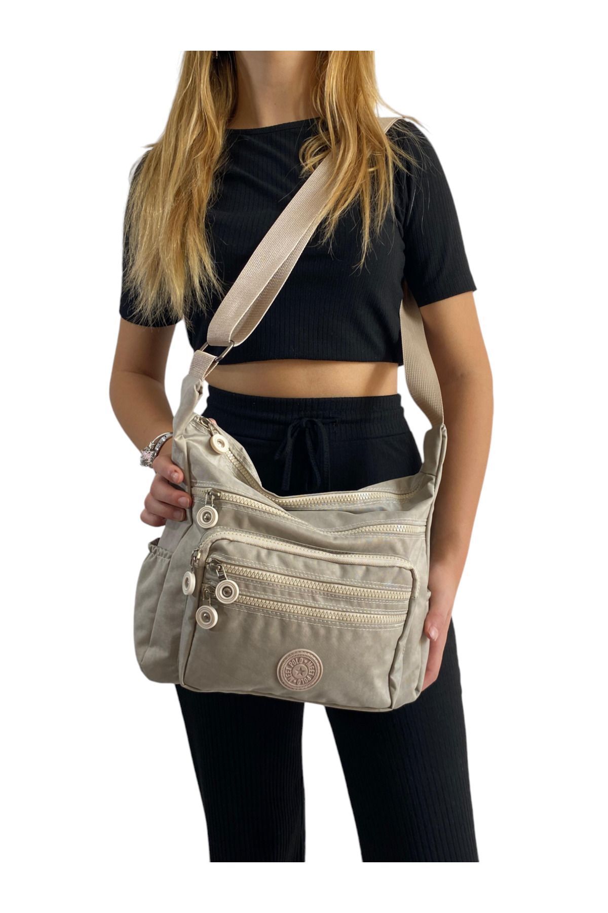 femme bej waterproof krinkil épaule et sac croisés