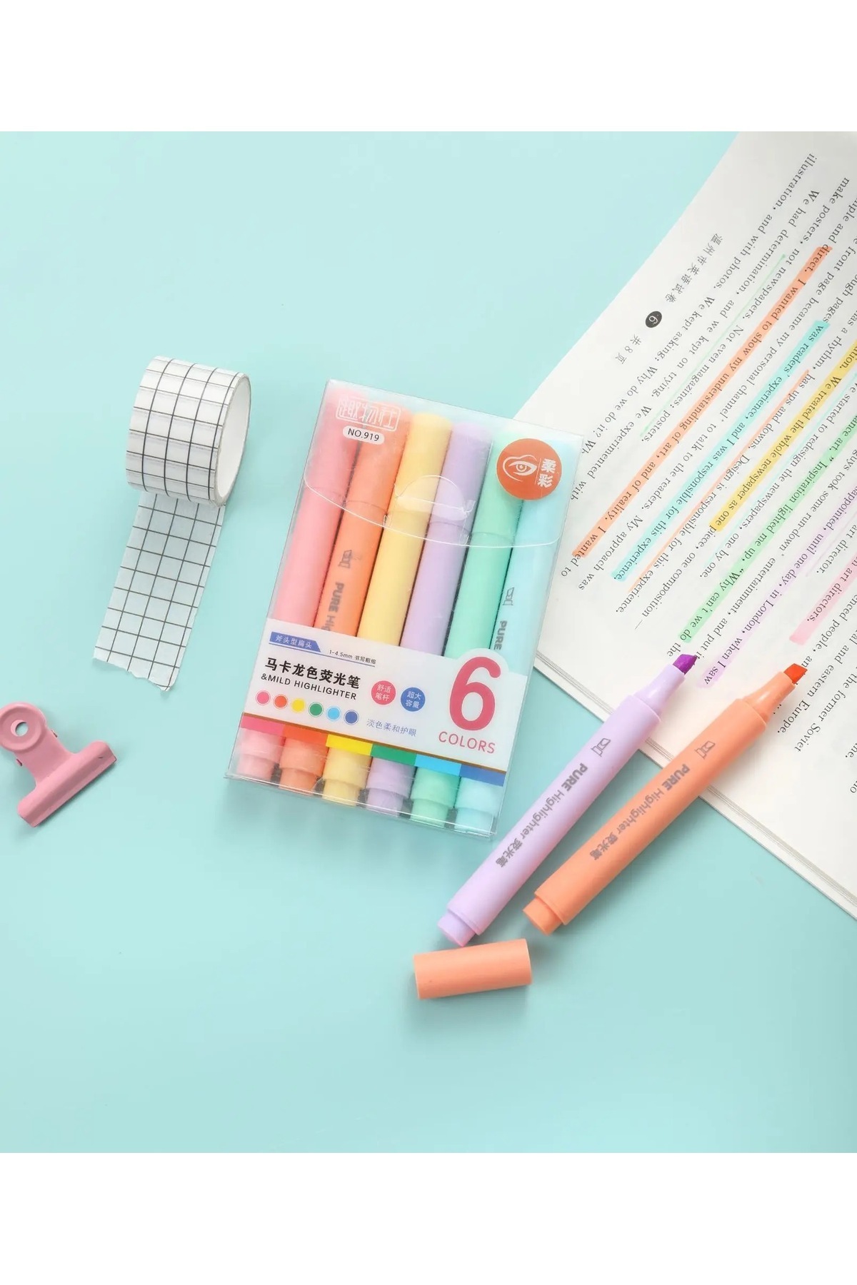 YEŞİL KIRTASİYE Pastel Renk Mini Fosforlu Kalem 6'lı