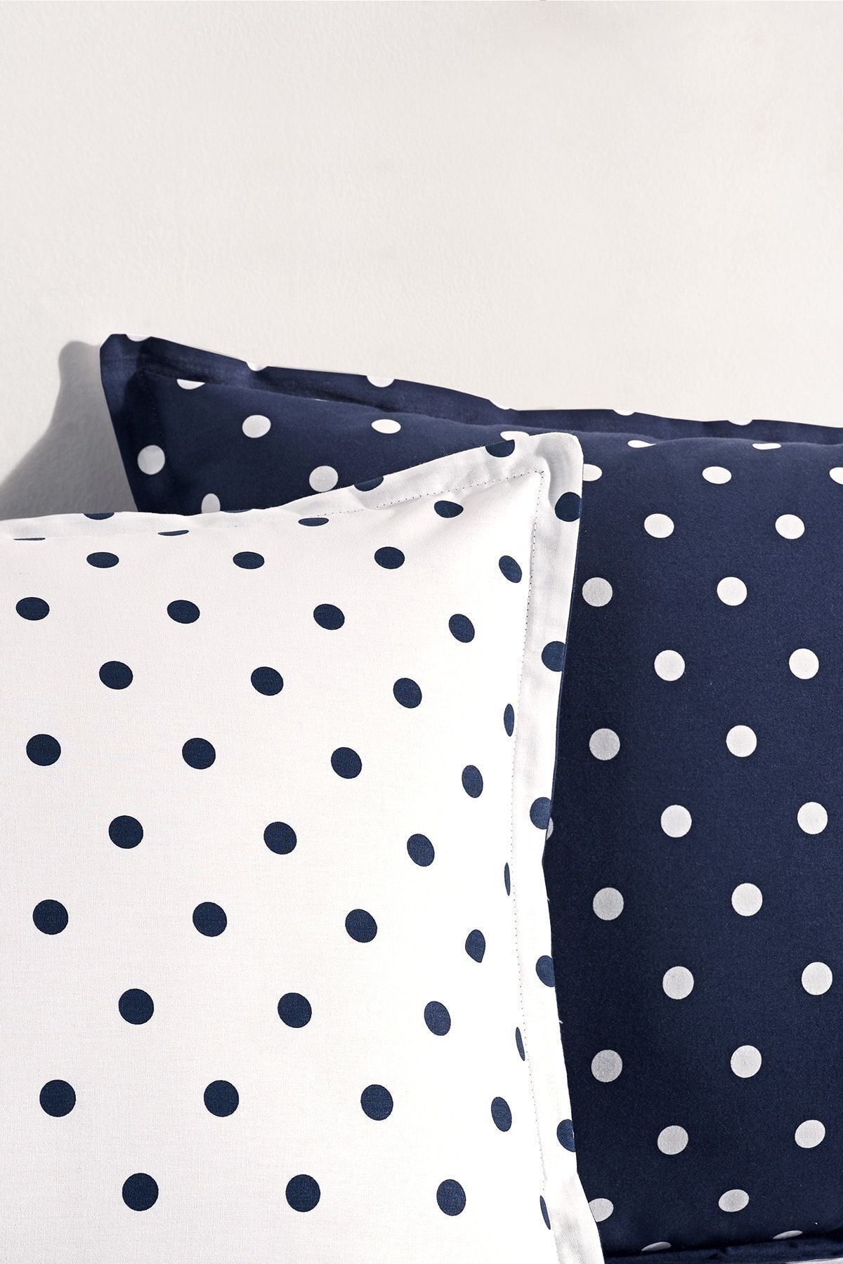 Cote Blanc Dots Mavi %100 Pamuk Battal Boy Çift Taraflı Nevresim Takımı 4