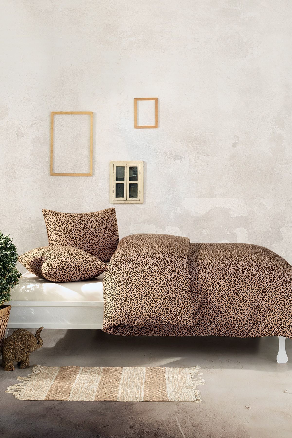 Cote Blanc-Set lenjerie de pat 100% bumbac cu model dublu leopard 2