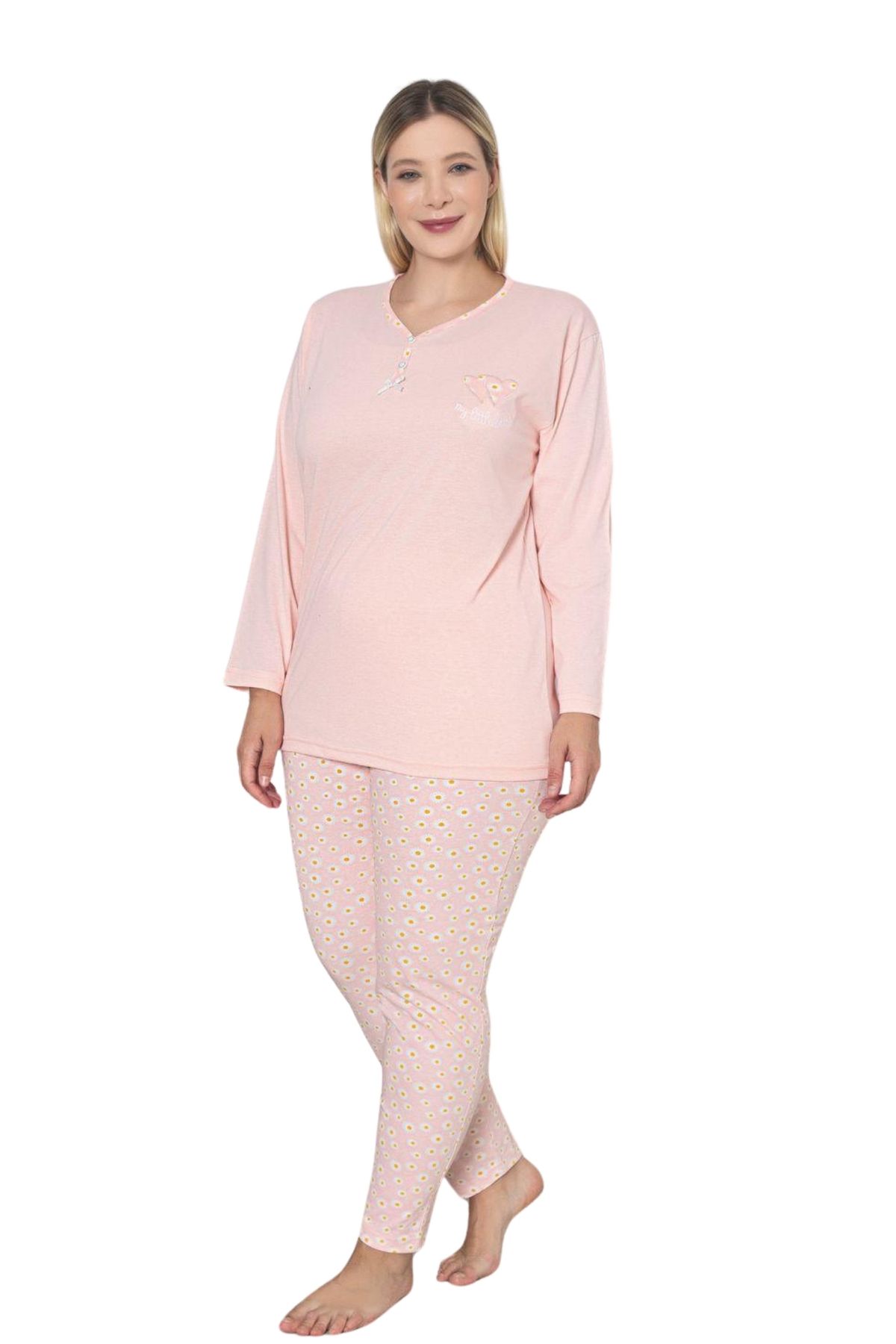 Farya Home-X-dreamy Plus Size - Cotton Patterned Long Sleeve Pajamas Set 4