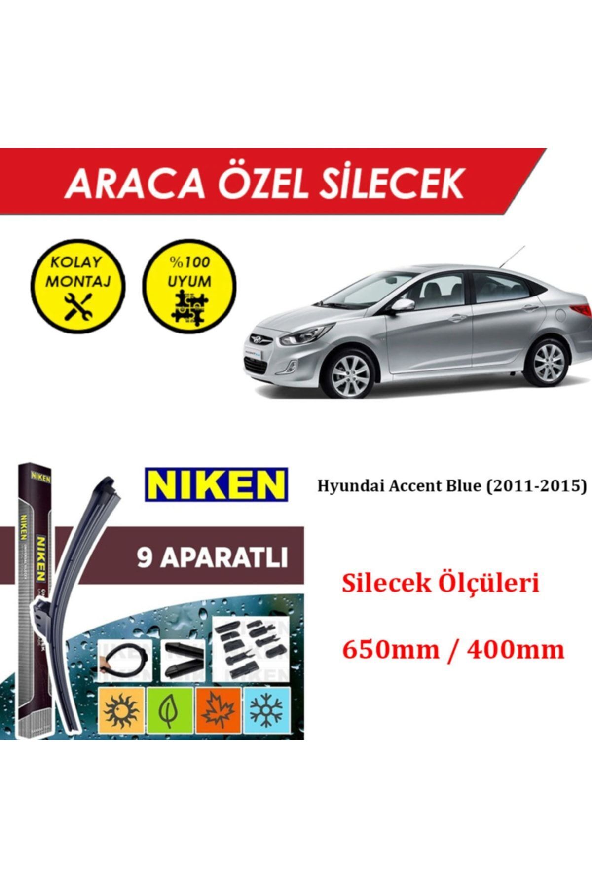MeyZone Hyundai Accent Blue Ön Cam Silecek Takımı (2011-2015)