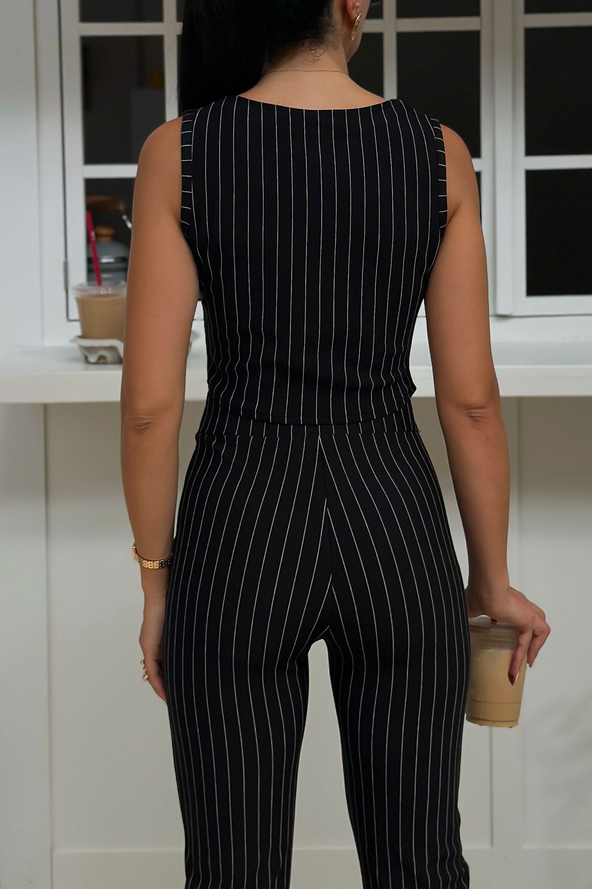 Edit by Trendyol-Flexible Knitted Black Bottom-Top Set - Regular Fit, Buttoned - TEDAW25AU00002 4
