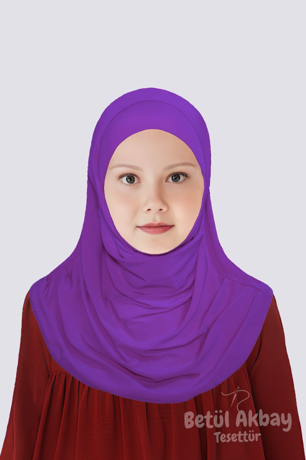 Girl Practical Hijab Cotton Mary Model Purple