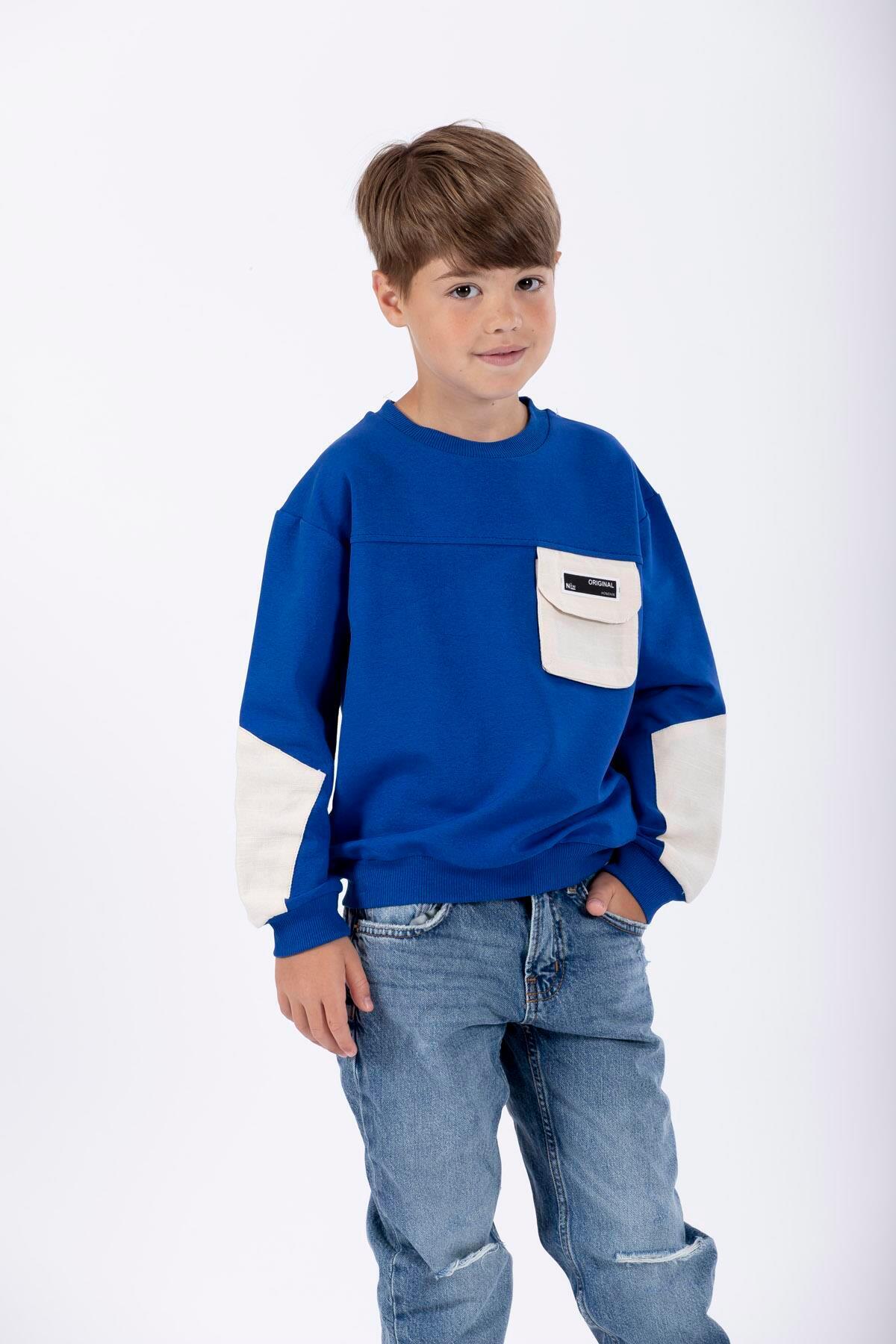 سویشرت پسرانه آبی سرمه ای zepkids | 1032923 اورجینال - تصویر 2