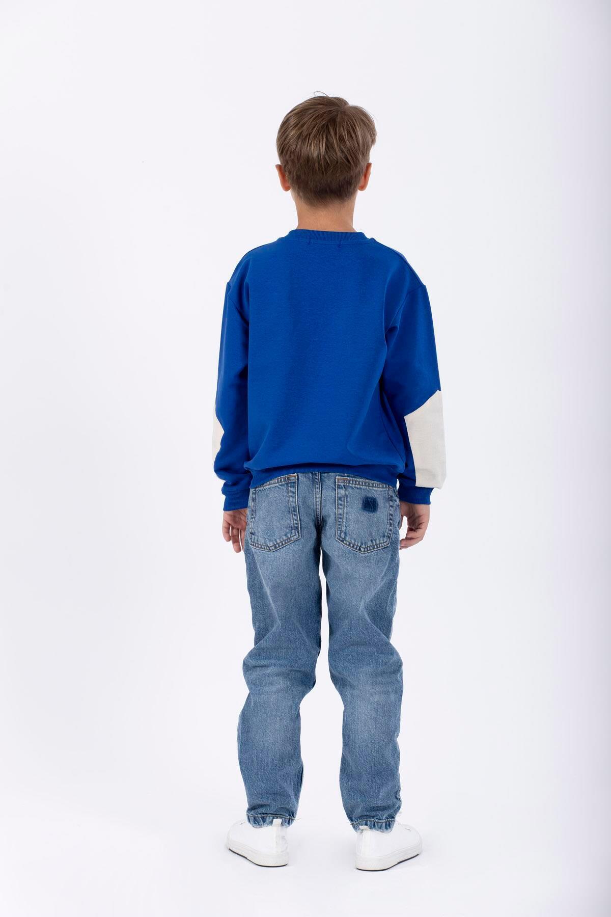 سویشرت پسرانه آبی سرمه ای zepkids | 1032923 اورجینال - تصویر 4