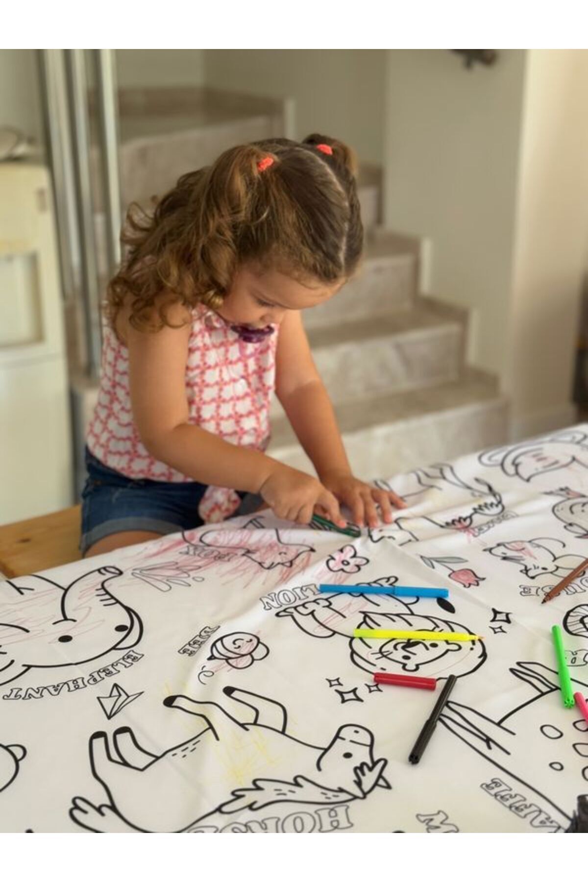 Aşkın Parti Evi Makinada Yıkanabilir Boyama Örtü Seti 12li Boya Ile Su Geçirmez Eğitici Boyama 100x150cm fotoğrafı 5 (önizleme)