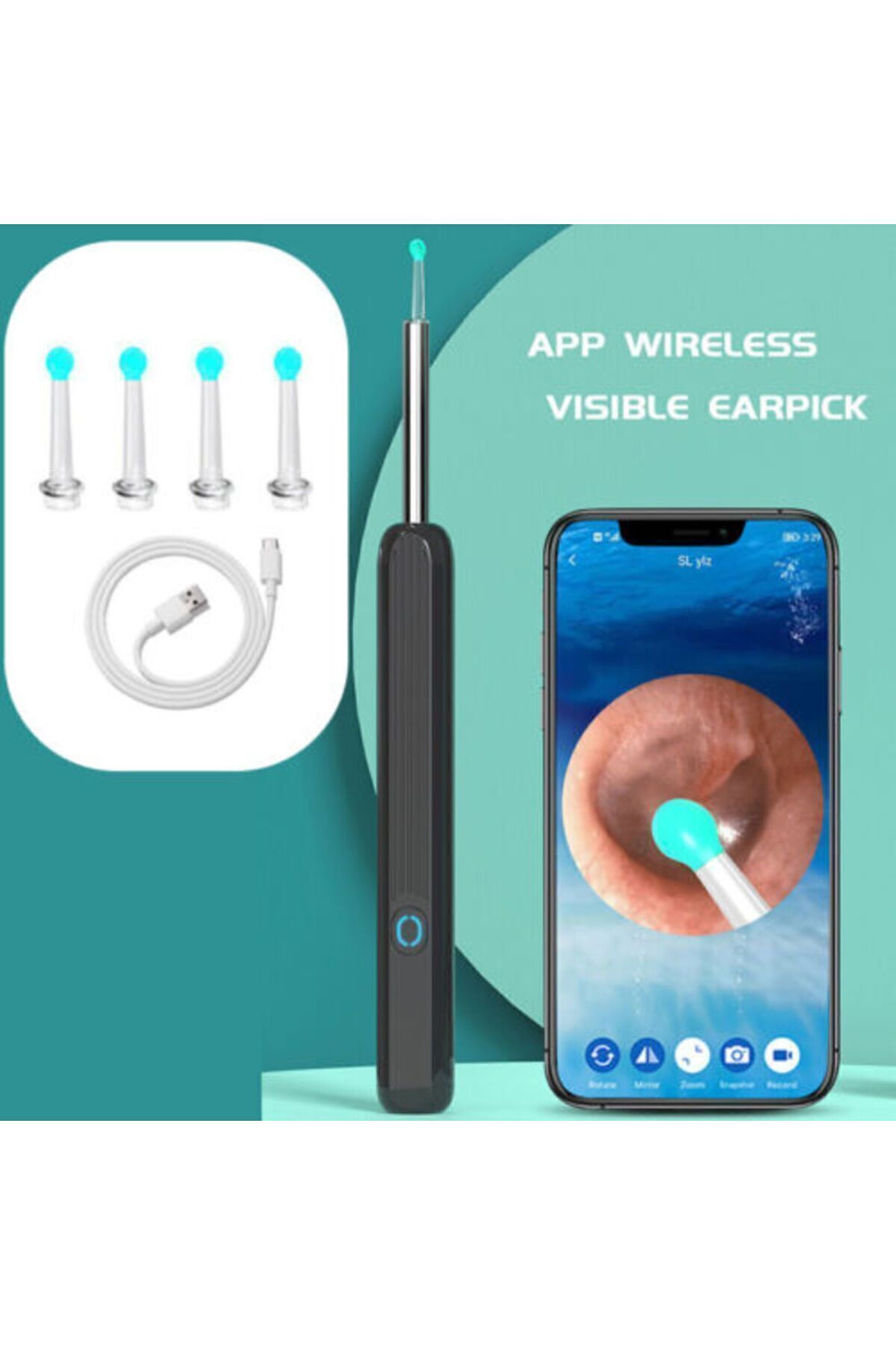 TechTAG Kameralı 1080p ve Led Işıklı Kulak Görüntüleme ve Kulak Temizleme Aleti IOS Android Uyumlu