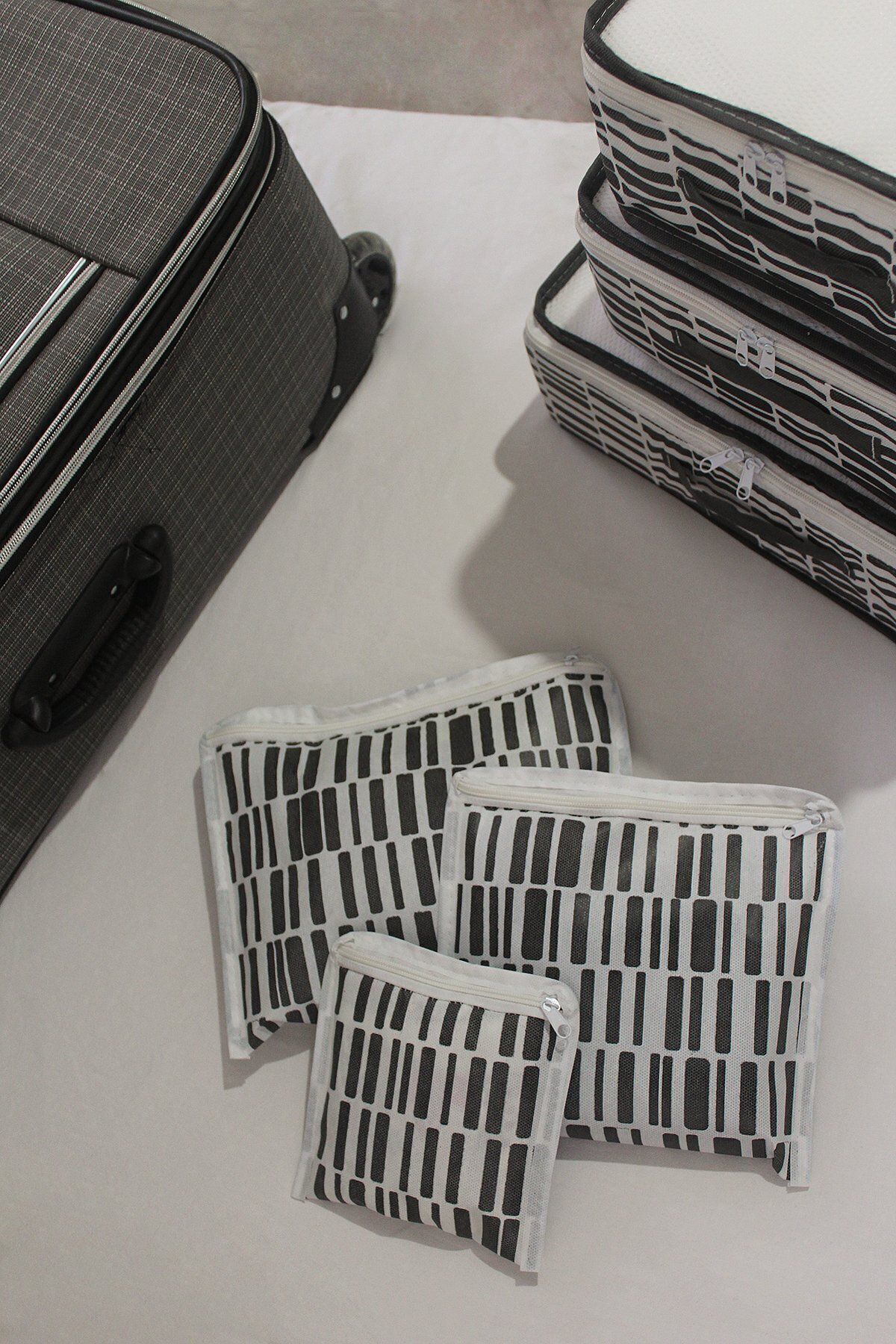 6-Piece Luggage Organizer Organizer Set for Luggage Travel Huffle White Zebra