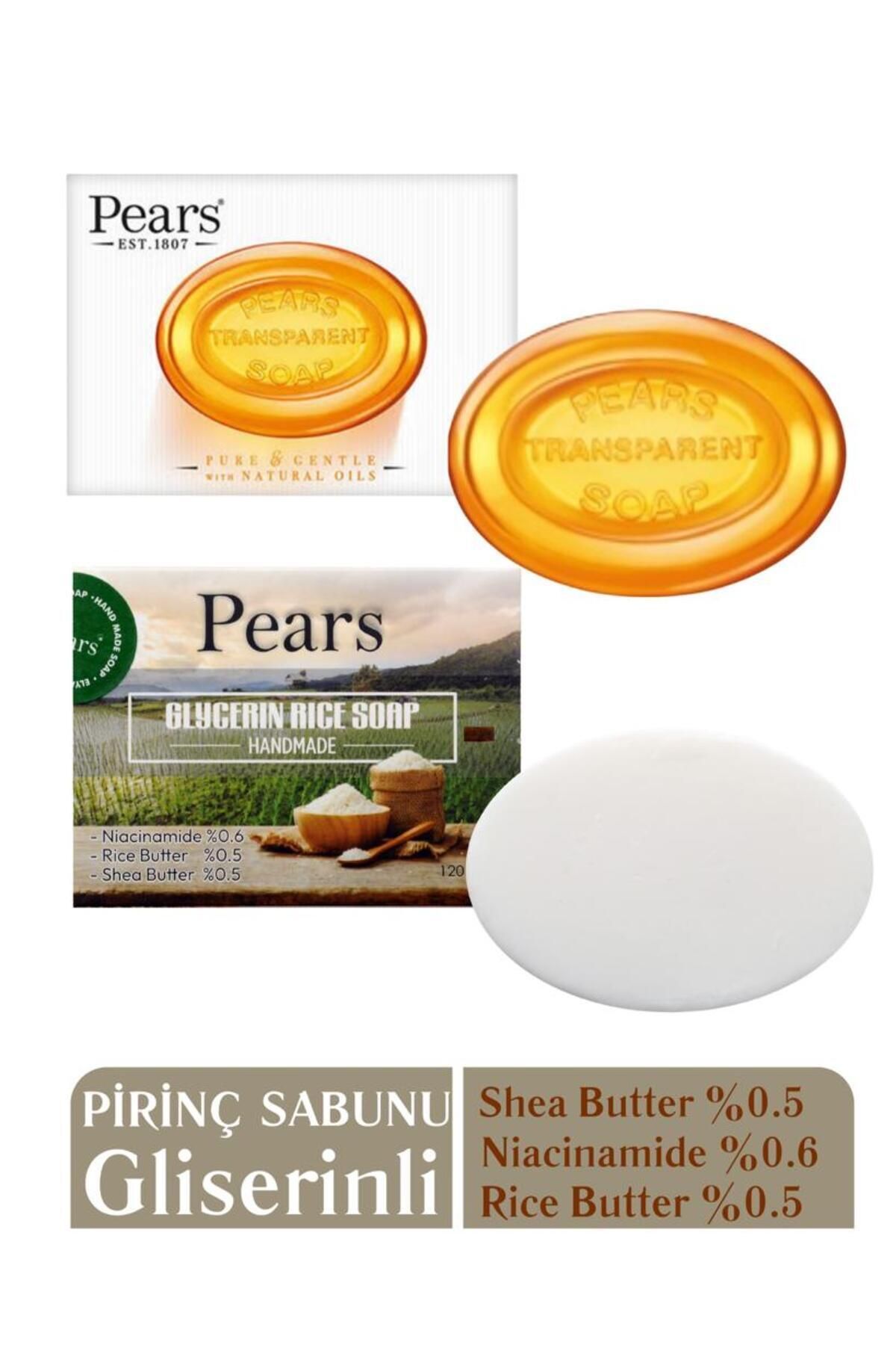 Pears Original Pure and Soft Soap 100gr + Rice Soap with Glycerin 120gr