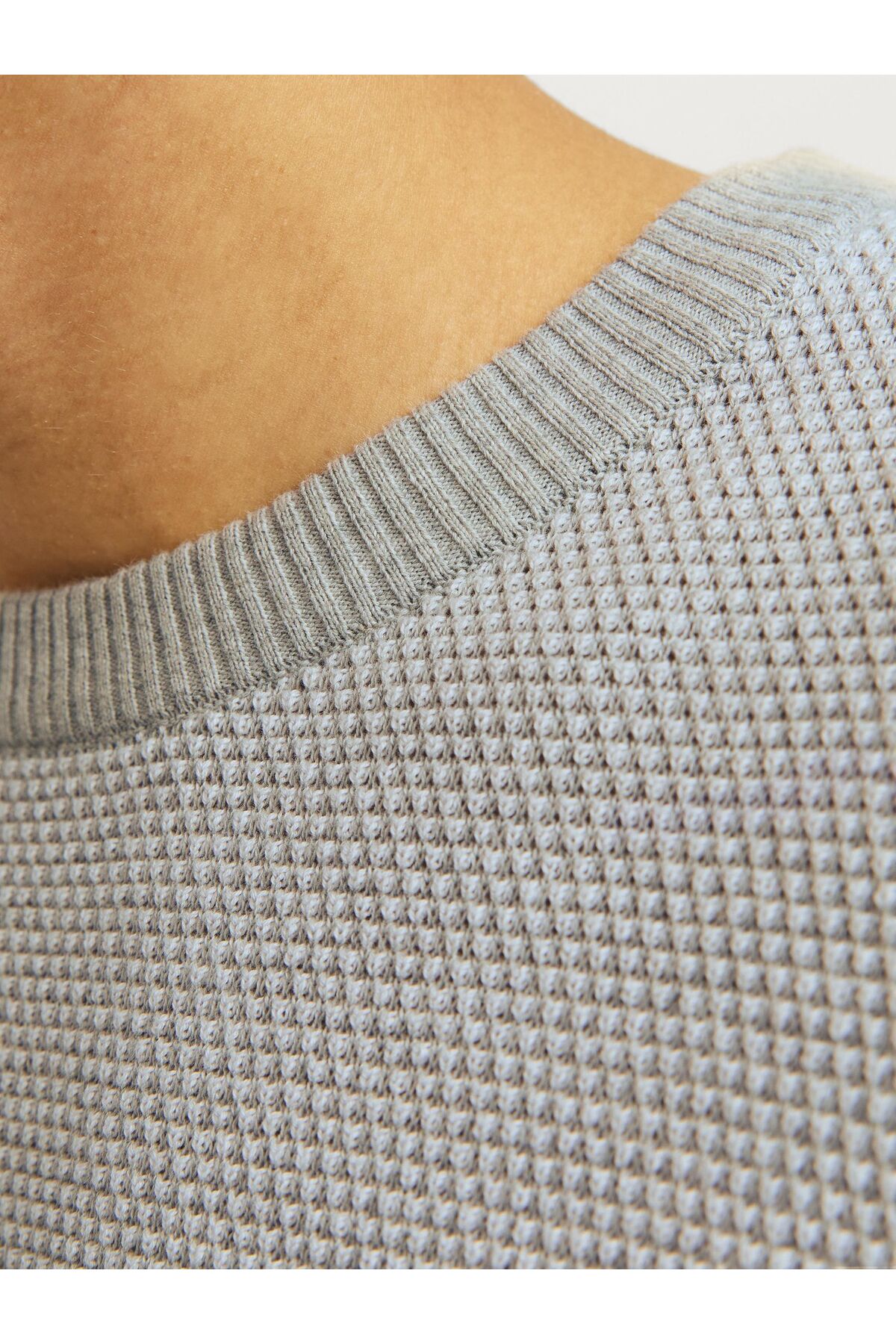 بافت و پلیور Jack & Jones اورجینال مردانه برند جک اند جونز 12258139 Rundhals and Strickpullover Rundhals and Einfarbig Strickpullover - تصویر 5